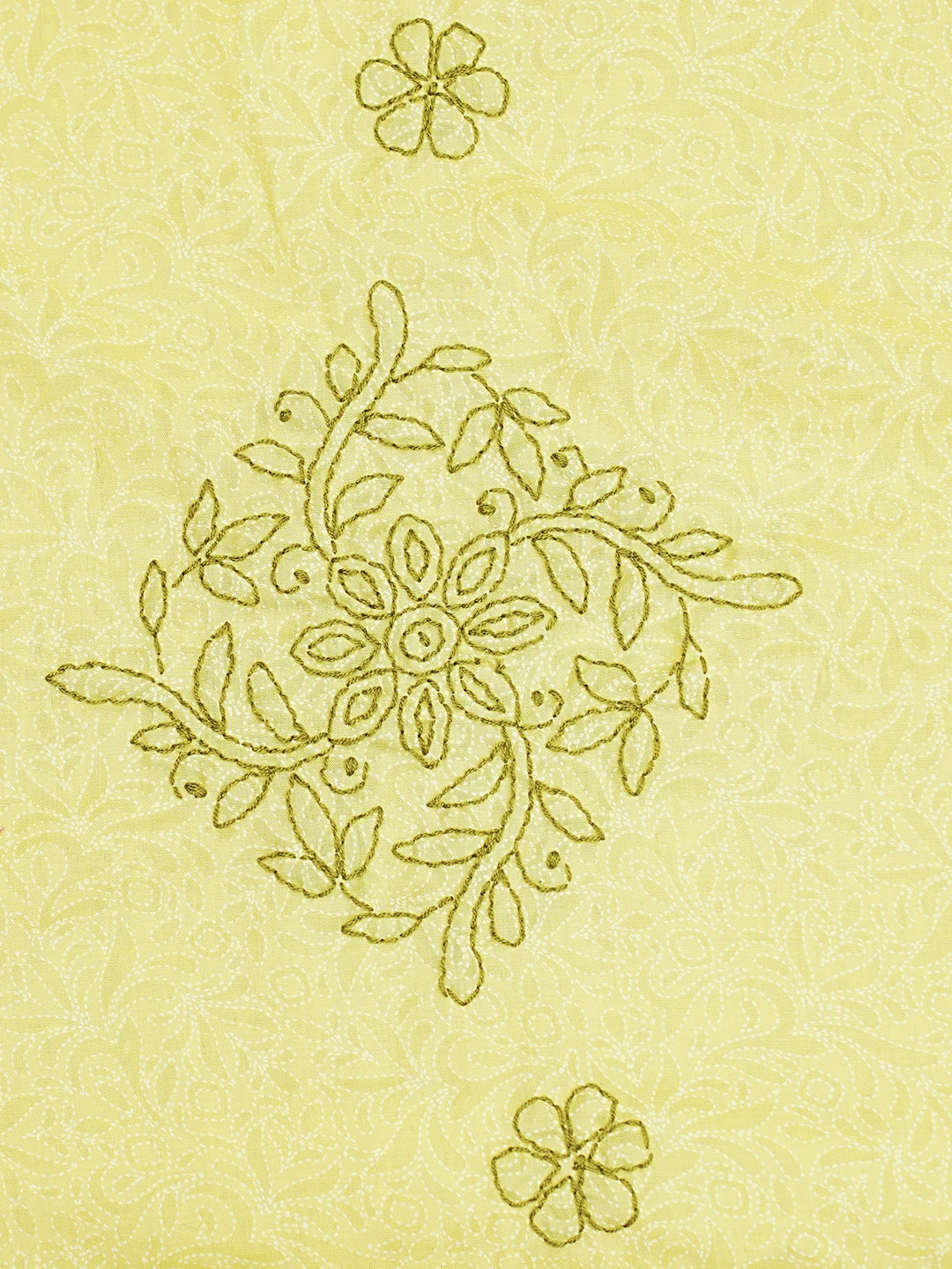 Ada Hand Embroidered Yellow Cotton Lucknowi Chikankari Bed Sheet With Pillow Cover Set 01A492959