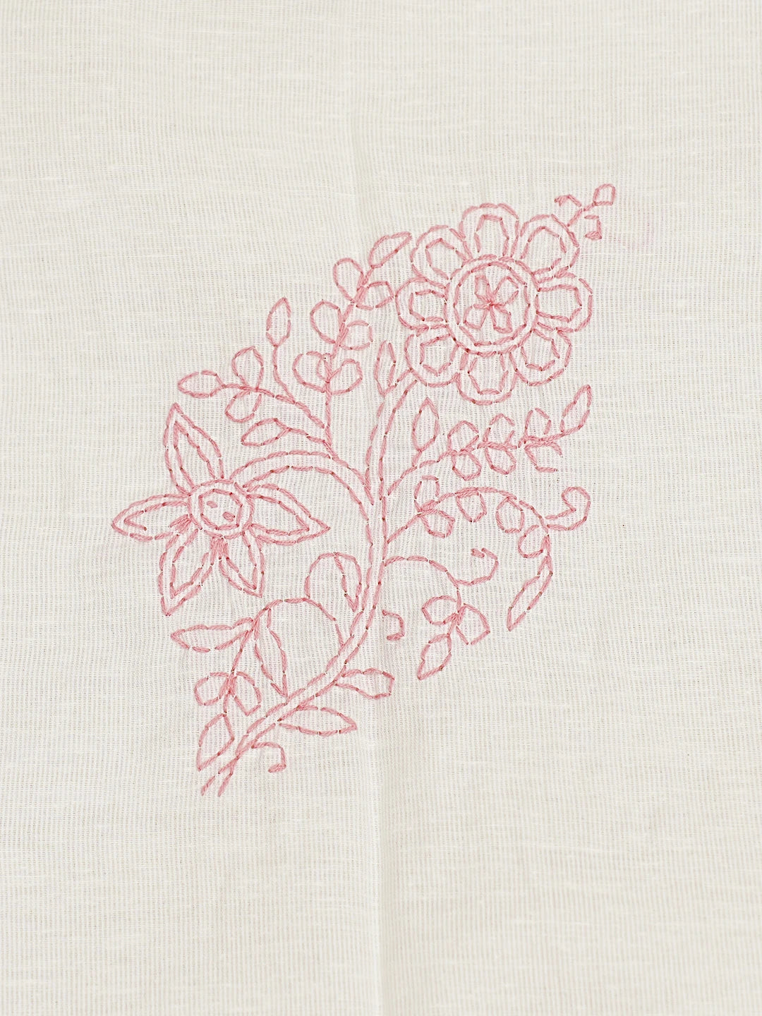 Ada Hand Embroidered White Cotton Lucknowi Chikankari Bed Sheet With Pillow And Cushion Cover Set 01A534144