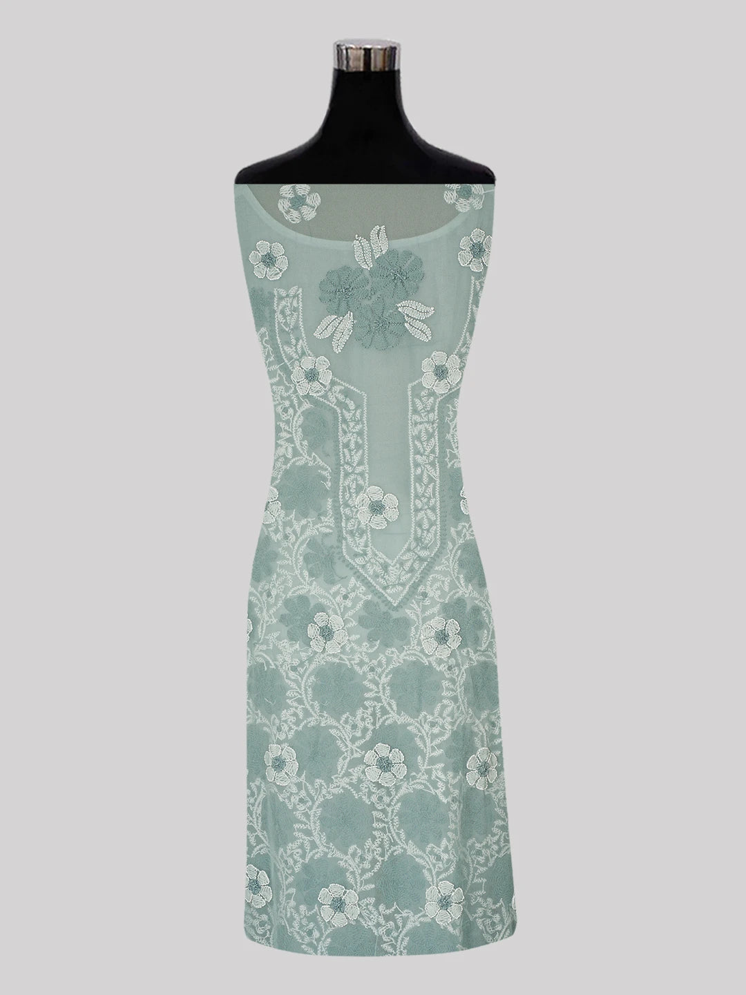 Ada Hand Embroidered Teal Green Georgette Lucknowi Chikankari Unstitched Suit Piece 01A545508