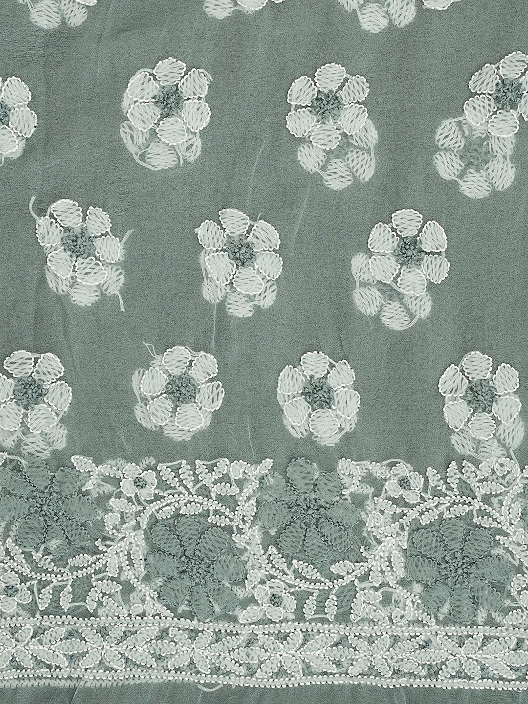 Ada Hand Embroidered Teal Green Georgette Lucknowi Chikankari Unstitched Suit Piece 01A545508
