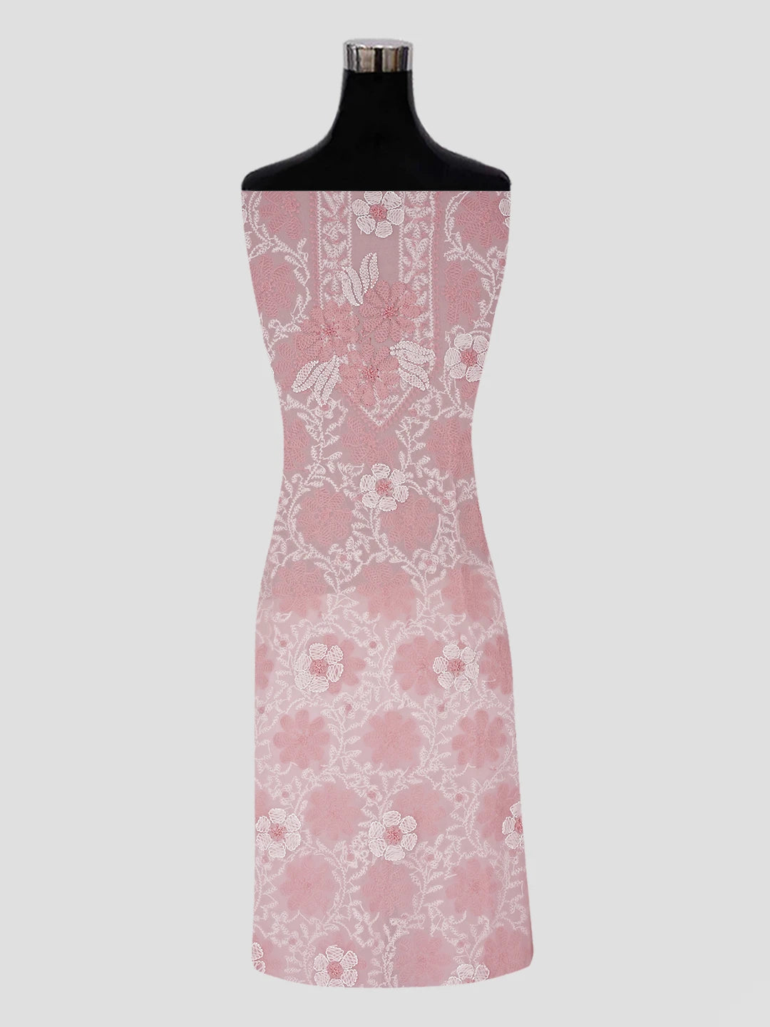 Ada Hand Embroidered Pink Georgette Lucknowi Chikankari Unstitched Suit Piece 01A545502