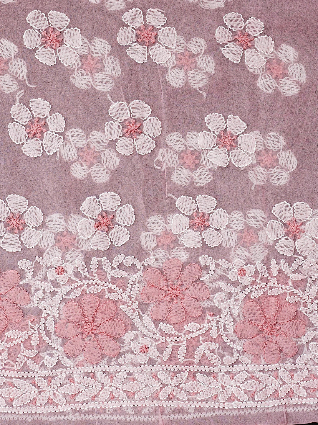 Ada Hand Embroidered Pink Georgette Lucknowi Chikankari Unstitched Suit Piece 01A545502