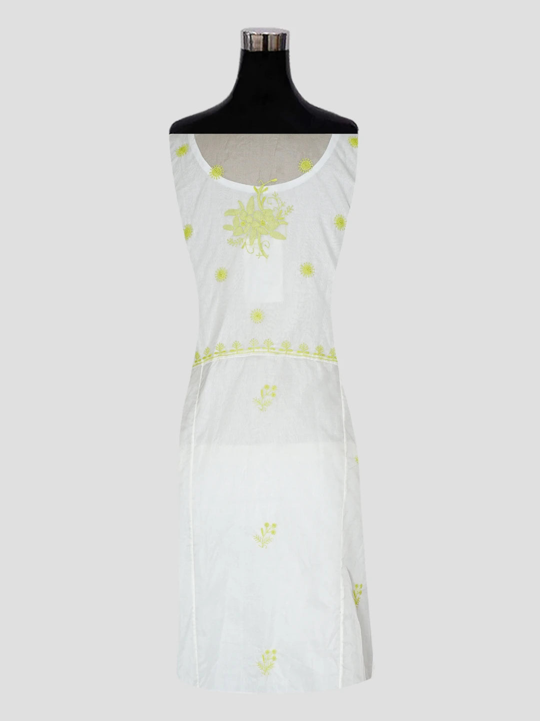 Ada Hand Embroidered White Organza Lucknowi Chikankari Semi-stitched Kurta Dupatta Set 01A372982