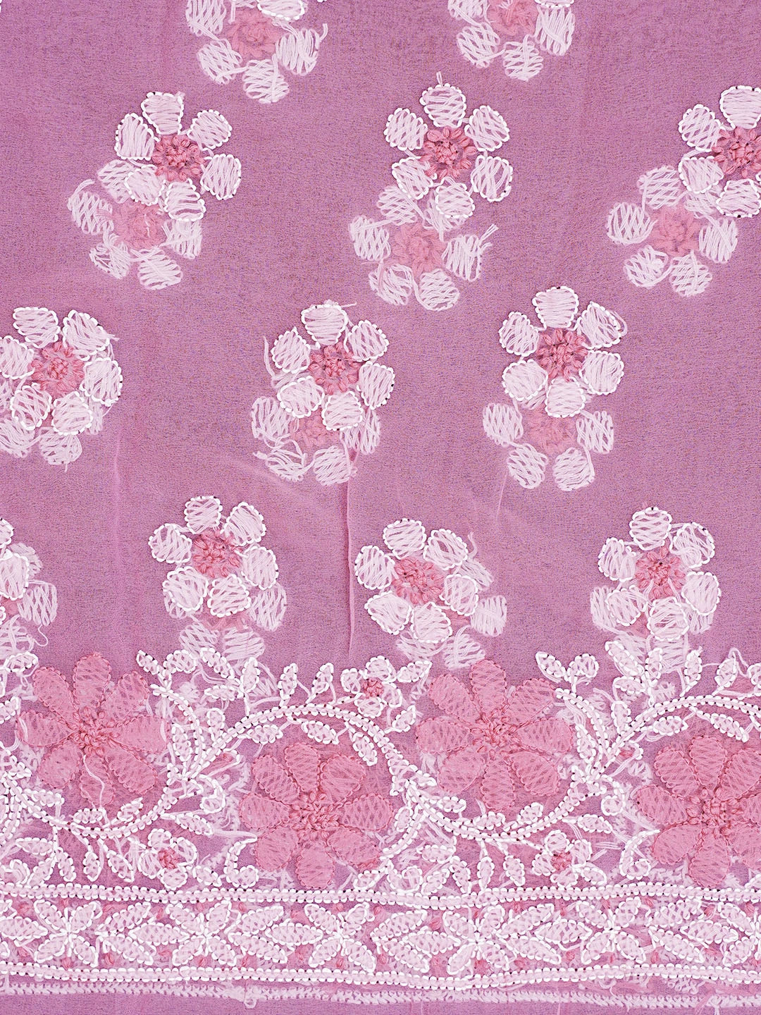Ada Hand Embroidered Pink Georgette Lucknowi Chikankari Unstitched Suit Piece 01A545501