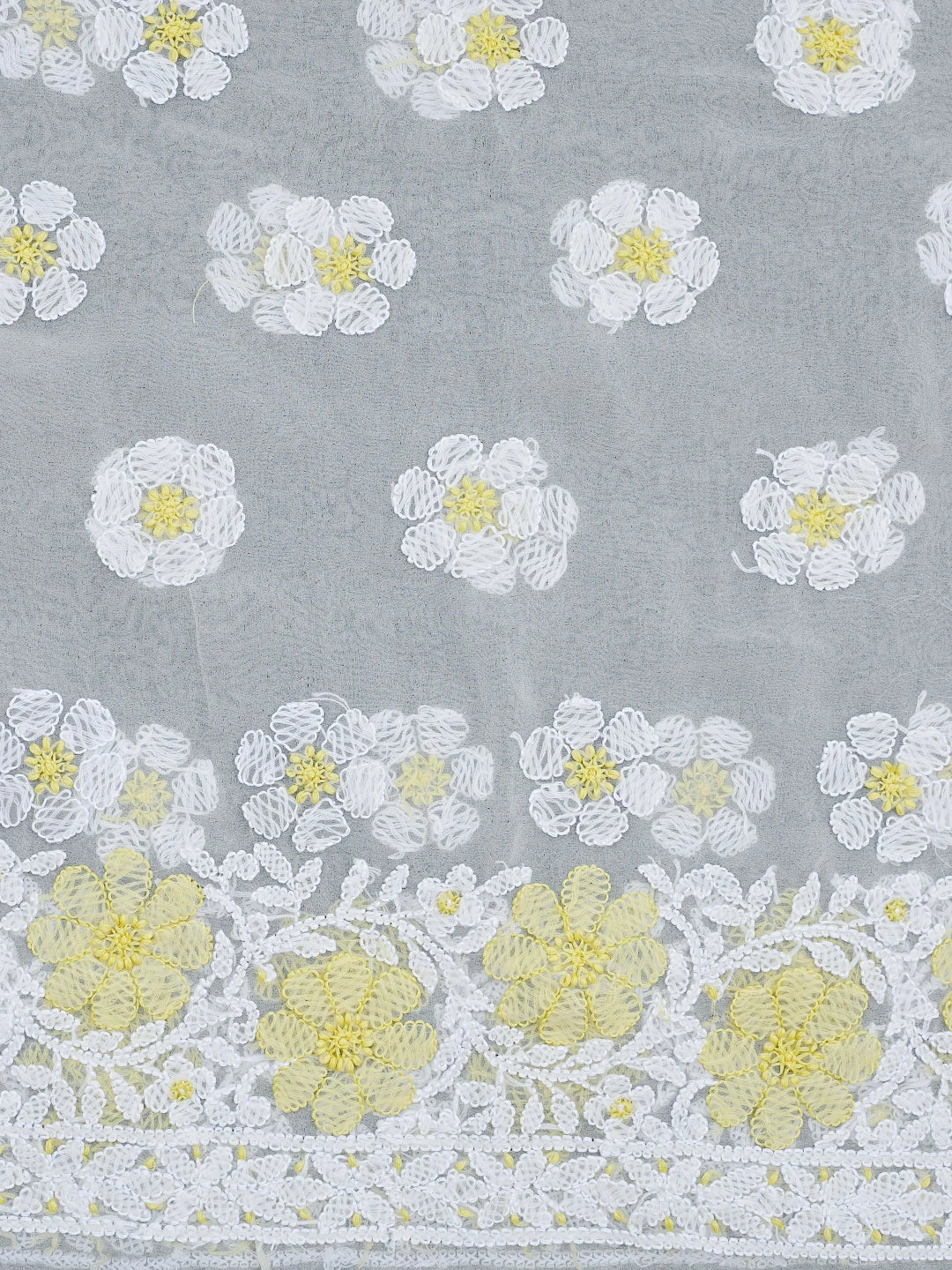 Ada Hand Embroidered Lemon Georgette Lucknowi Chikankari Unstitched Suit Piece 01A545507