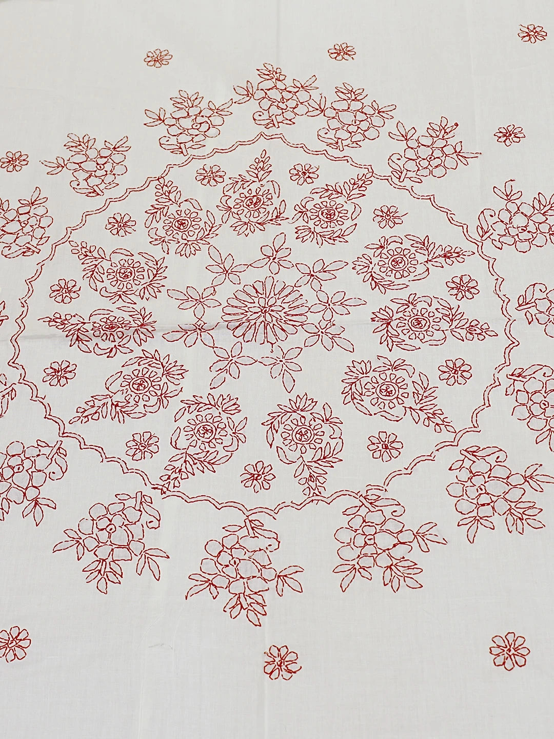 Ada Hand Embroidered White Cotton Lucknowi Chikankari Bed Sheet With Pillow And Cushion Cover Set 01A484065
