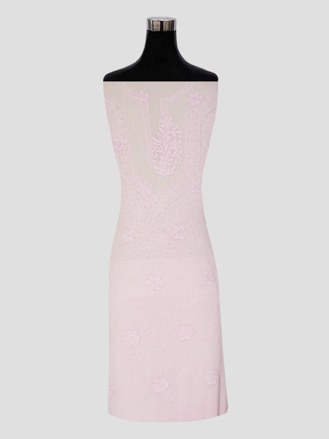 Ada Hand Embroidered Pink Viscose Georgette Lucknowi Chikankari Unstitched Kurta Piece With Cutdana Work 01A435770