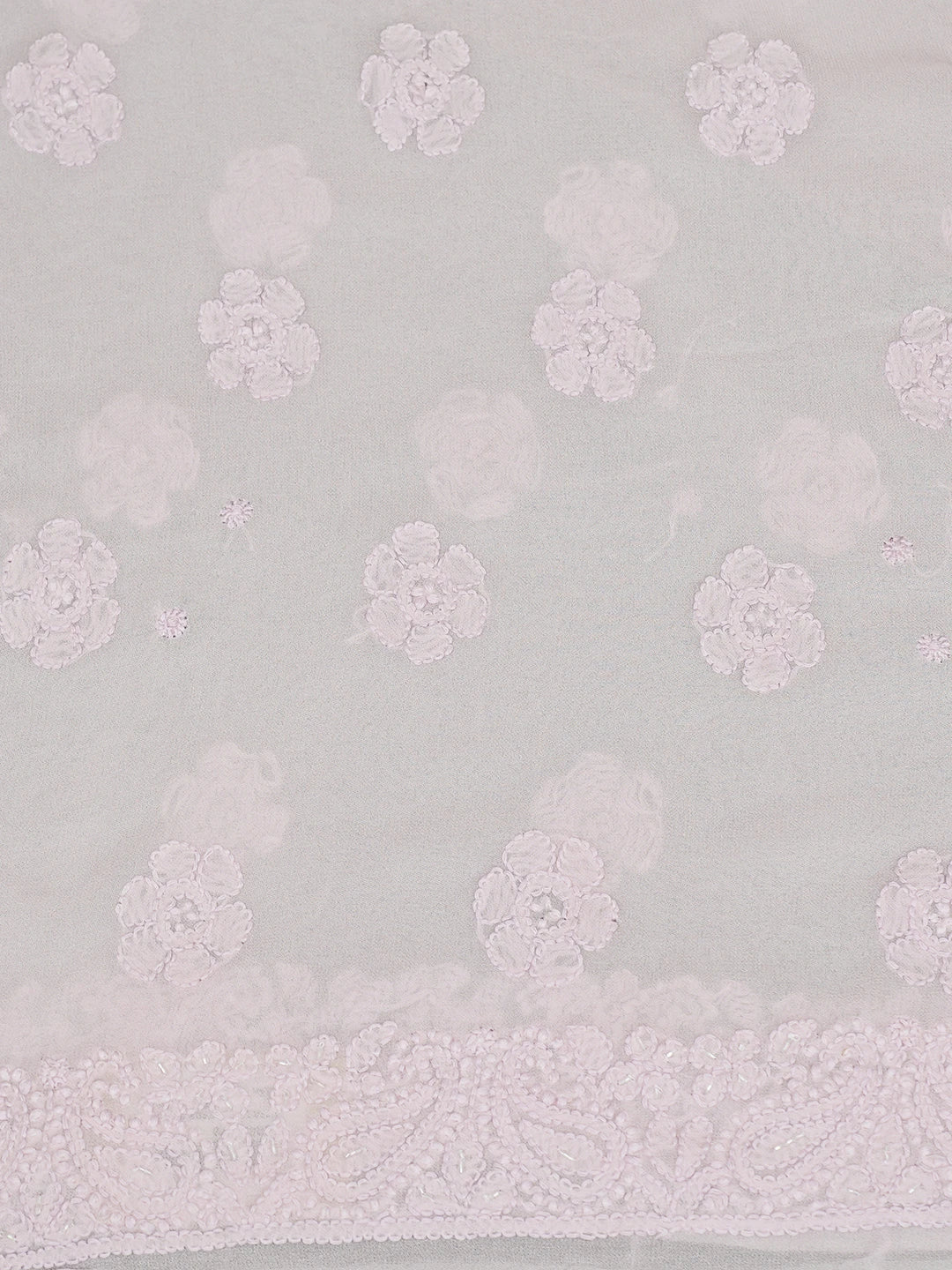Ada Hand Embroidered Pink Viscose Georgette Lucknowi Chikankari Unstitched Kurta Piece With Cutdana Work 01A435770
