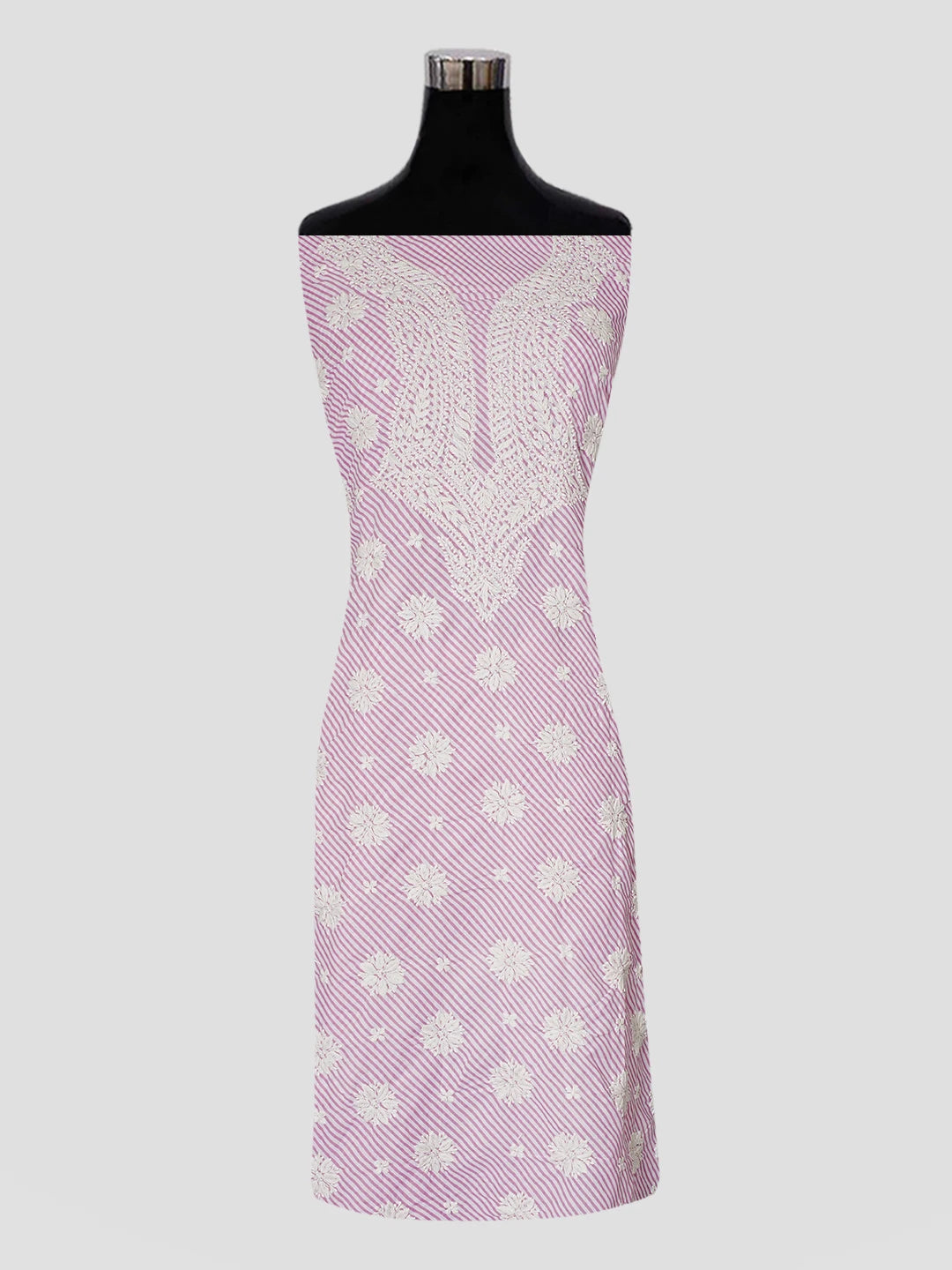 Ada Hand Embroidered Pink Cotton Lucknowi Chikankari Unstitched Kurta Piece 01A514341