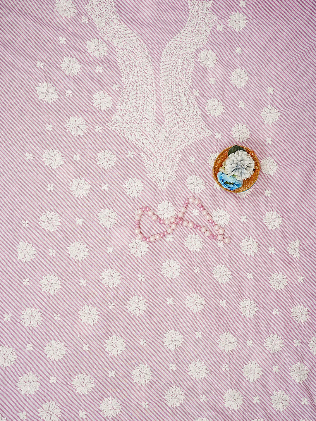 Ada Hand Embroidered Pink Cotton Lucknowi Chikankari Unstitched Kurta Piece 01A514341