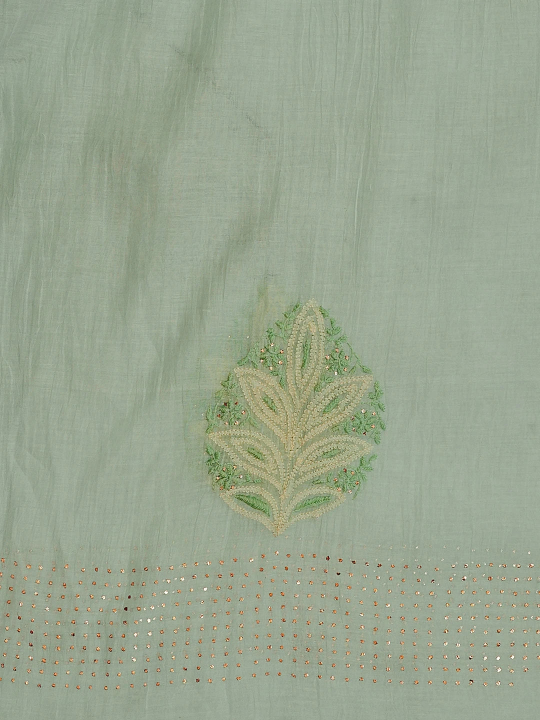 Ada Hand Embroidered Sea Green Chanderi Lucknowi Chikankari Saree / Blouse With Muqaish Work 01A545696