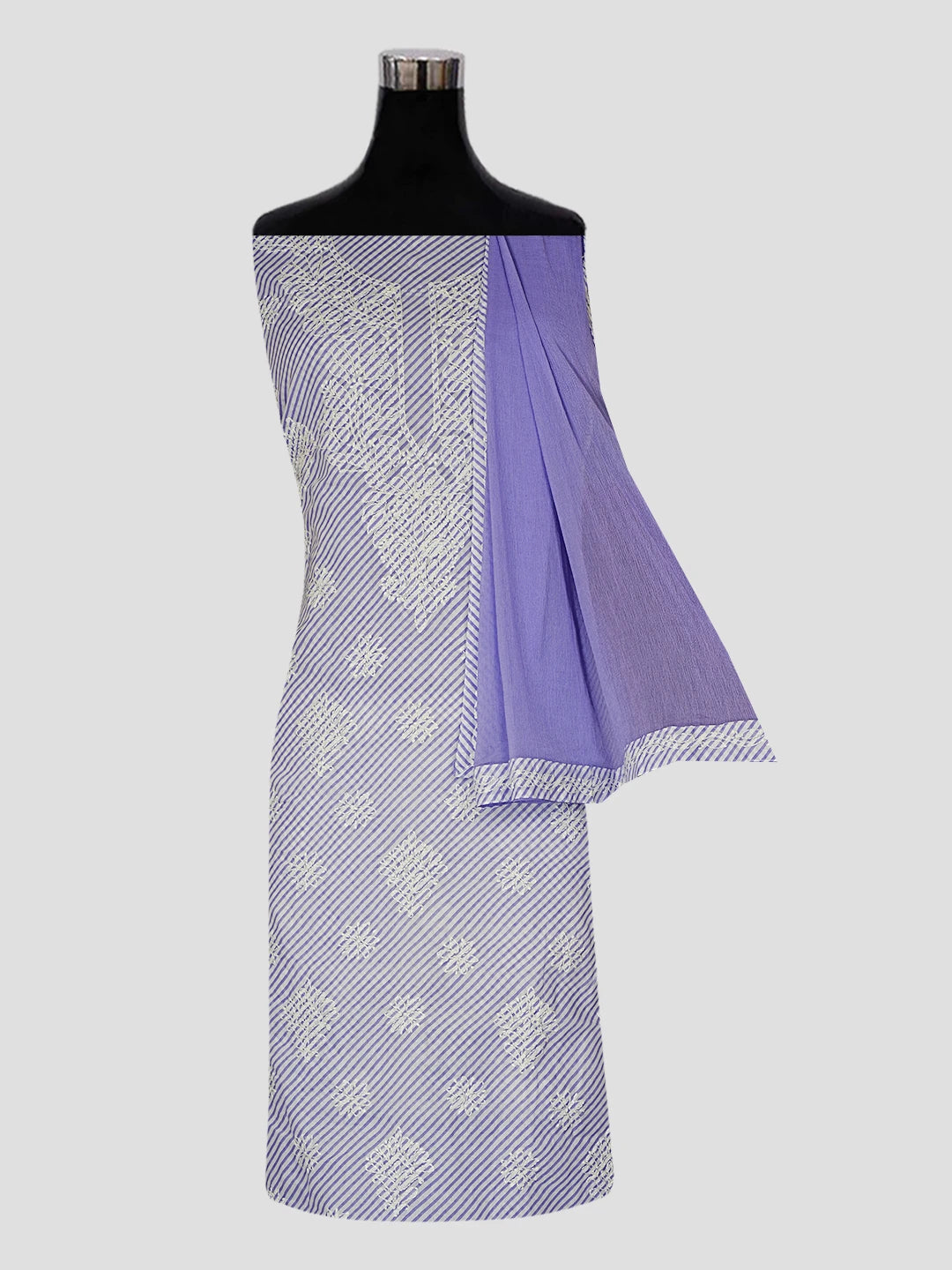 Ada Hand Embroidered Mauve And White Cotton Lucknowi Chikankari Unstitched Suit Piece 01A488578