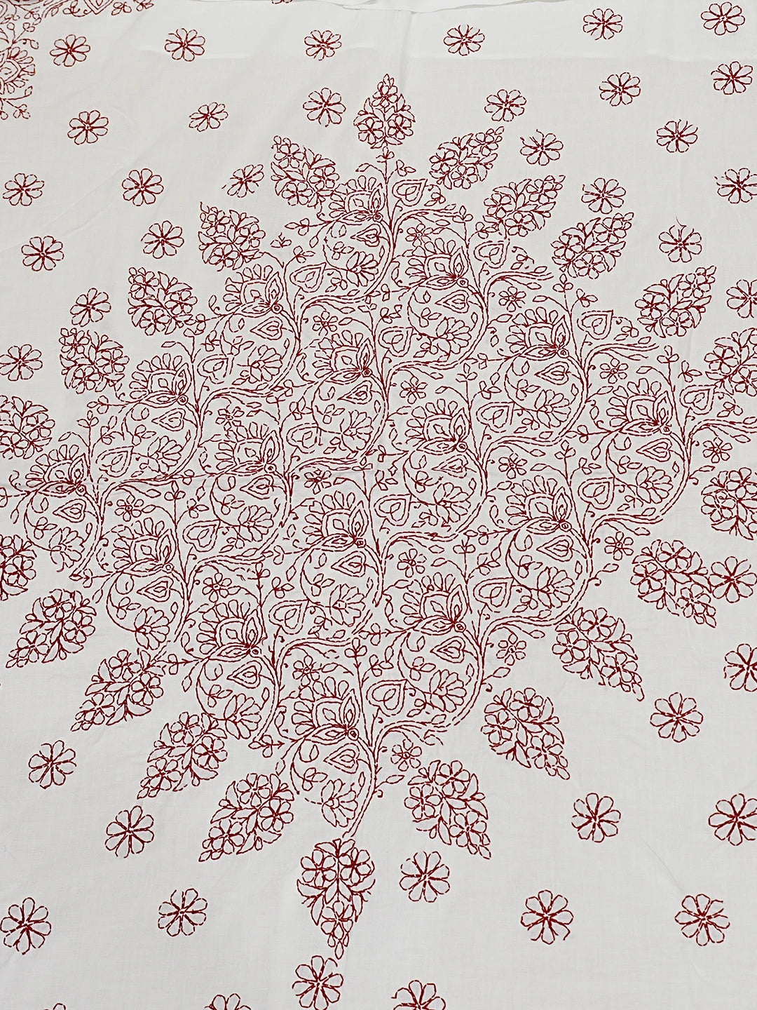 Ada Hand Embroidered White Cotton Lucknowi Chikankari Bed Sheet With Pillow And Cushion Cover Set 01A534142