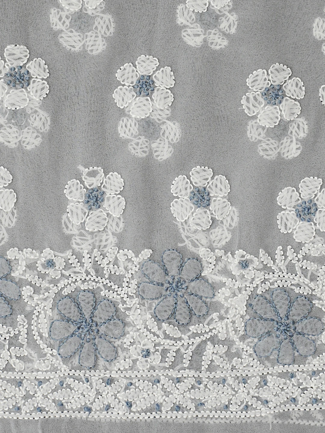 Ada Hand Embroidered Grey Georgette Lucknowi Chikankari Unstitched Suit Piece 01A545503