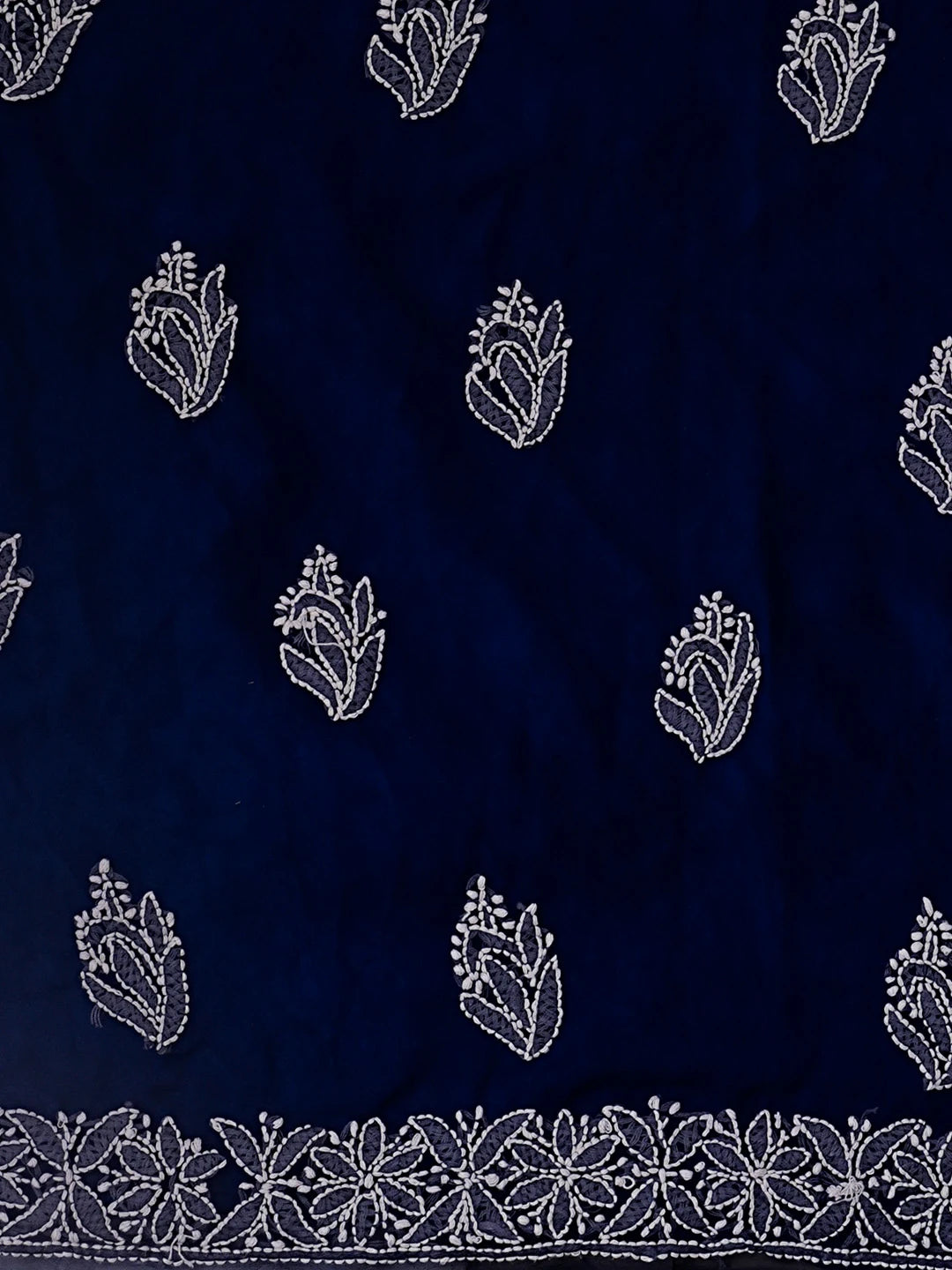 Ada Hand Embroidered Navy Blue Georgette Lucknowi Chikankari Unstitched Suit Piece 01A545500