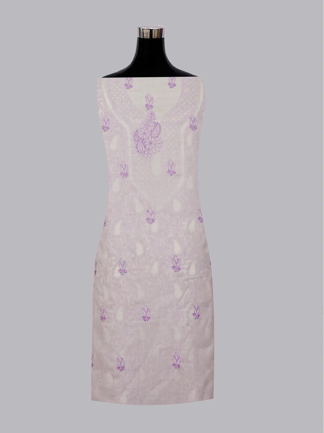 Ada Hand Embroidered Cream Cotton Lucknowi Chikan Unstitched Suit Piece 01A547473