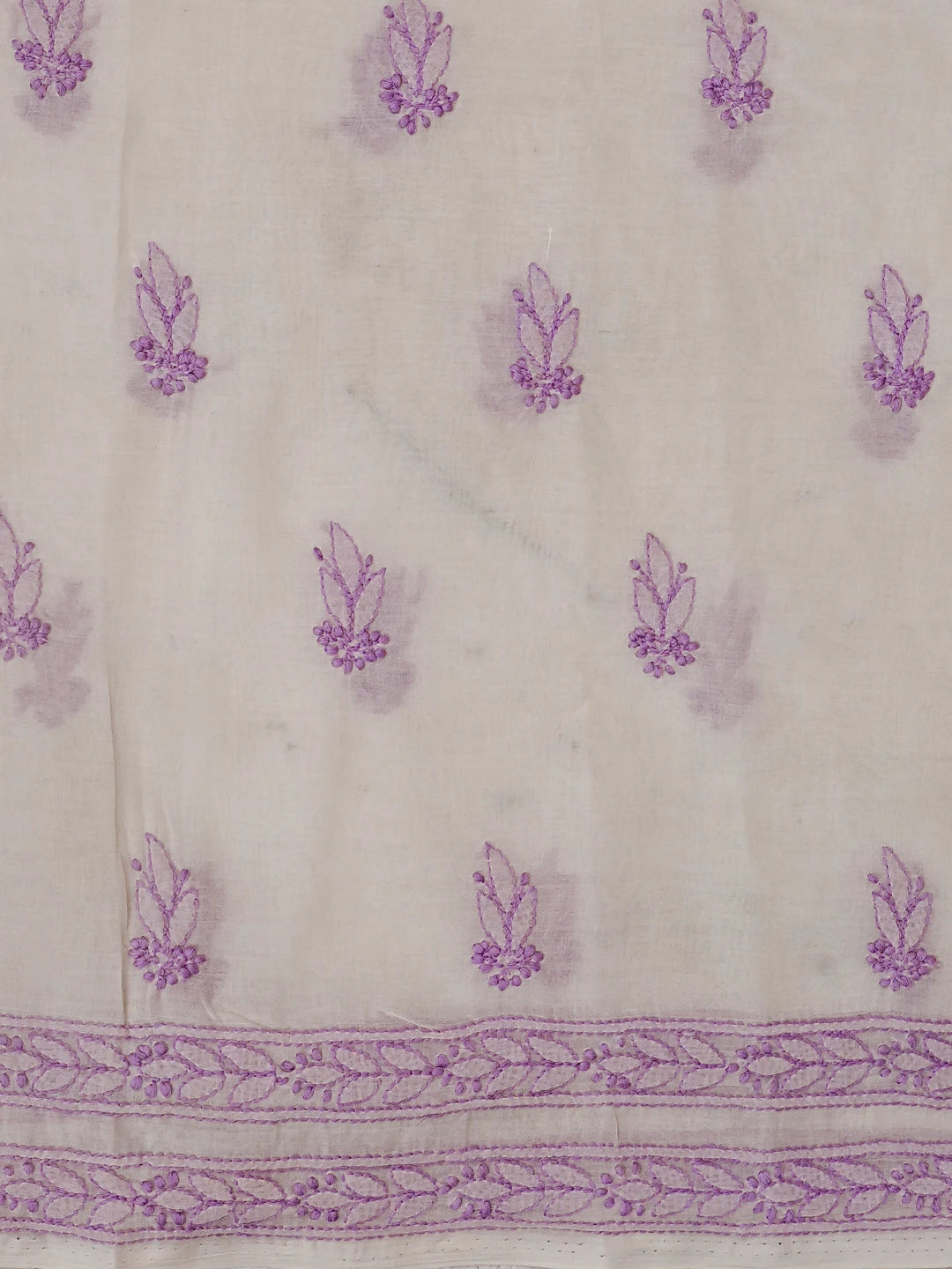 Ada Hand Embroidered Cream Cotton Lucknowi Chikan Unstitched Suit Piece 01A547473