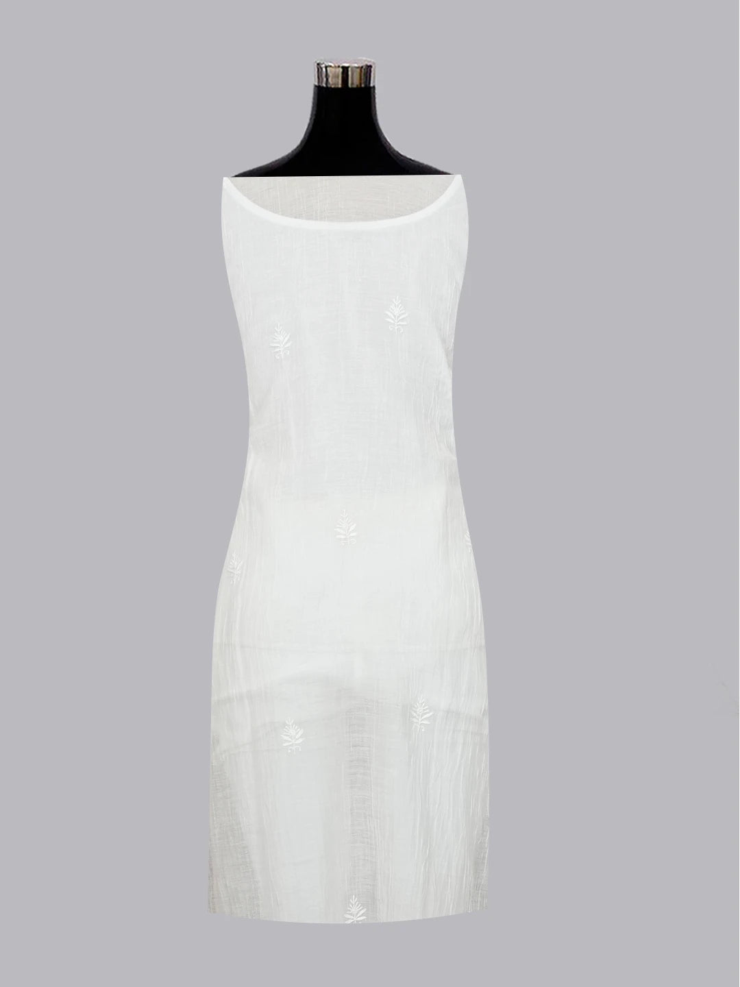 Ada Hand Embroidered Ivory White Chanderi Lucknowi Chikankari Semi-stitched Kurta Dupatta Set 01A545459