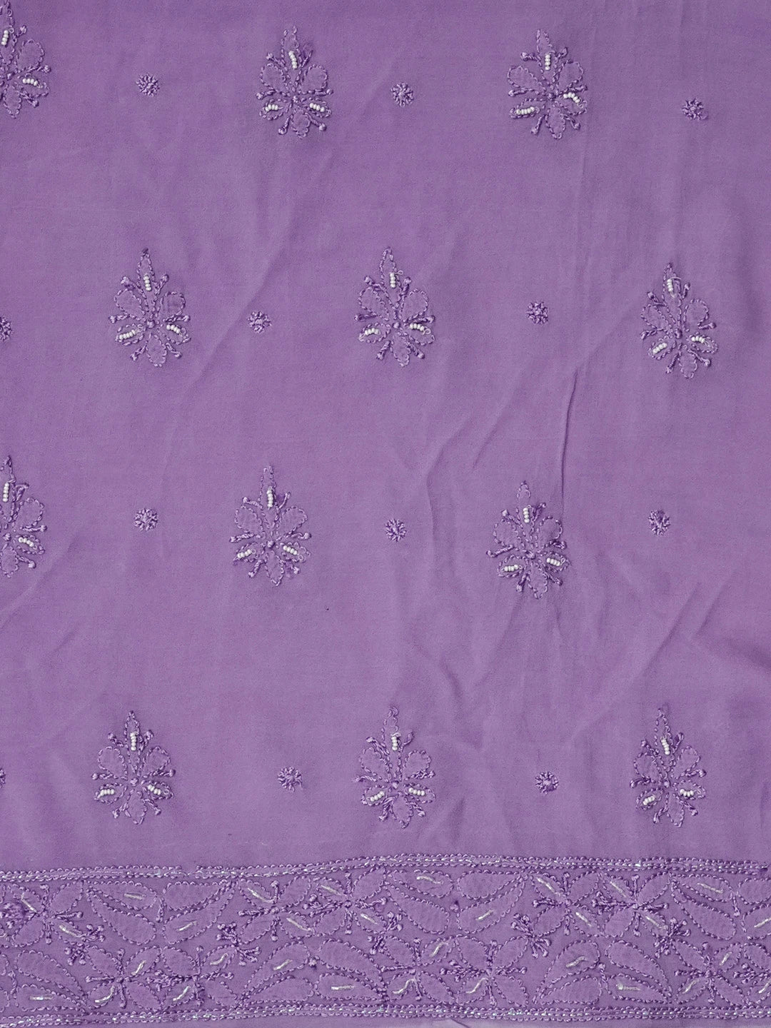 Ada Hand Embroidered Mauve Viscose Georgette Lucknowi Chikankari Unstitched Kurta Dupatta Set With Pearl Work 01A327905