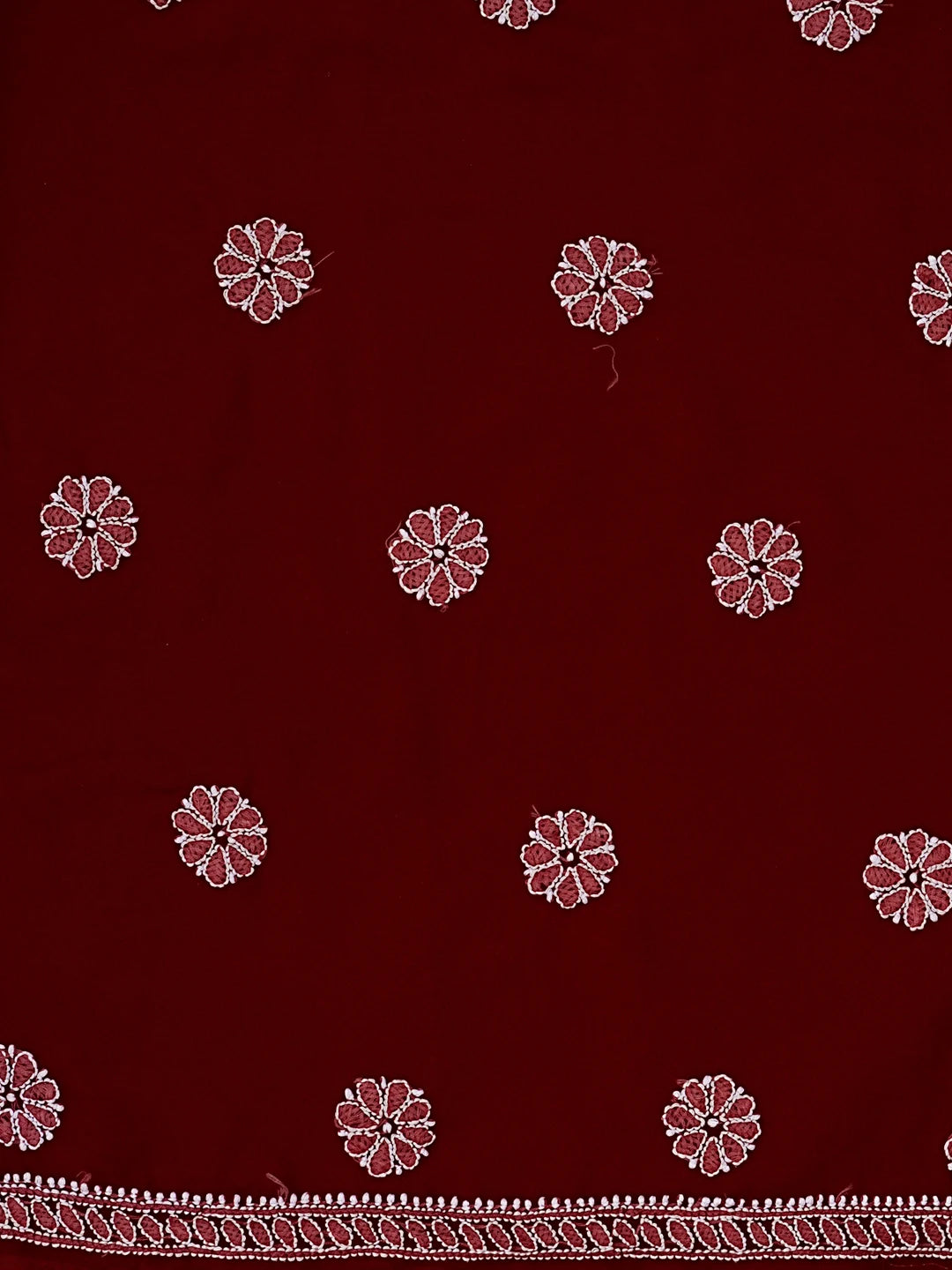 Ada Hand Embroidered Maroon Faux Georgette Lucknowi Chikankari Unstitched Suit Piece A211304