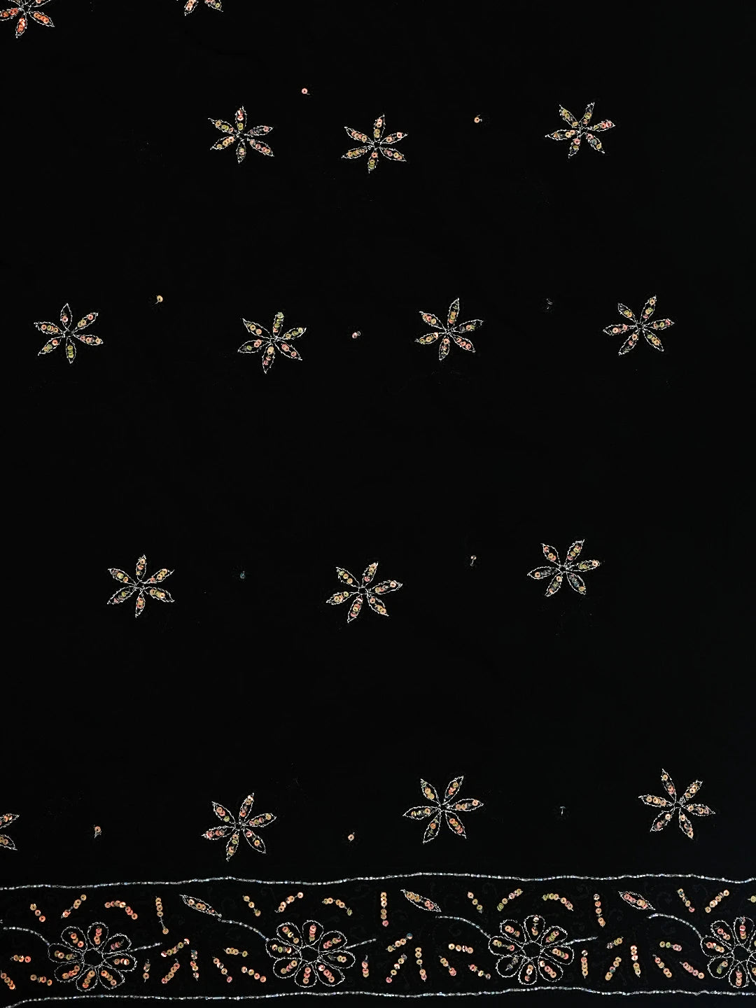Ada Hand Embroidered Black Viscose Georgette Lucknowi Chikankari Unstitched Kurta Dupatta Set With Sequinned Work 01A384824