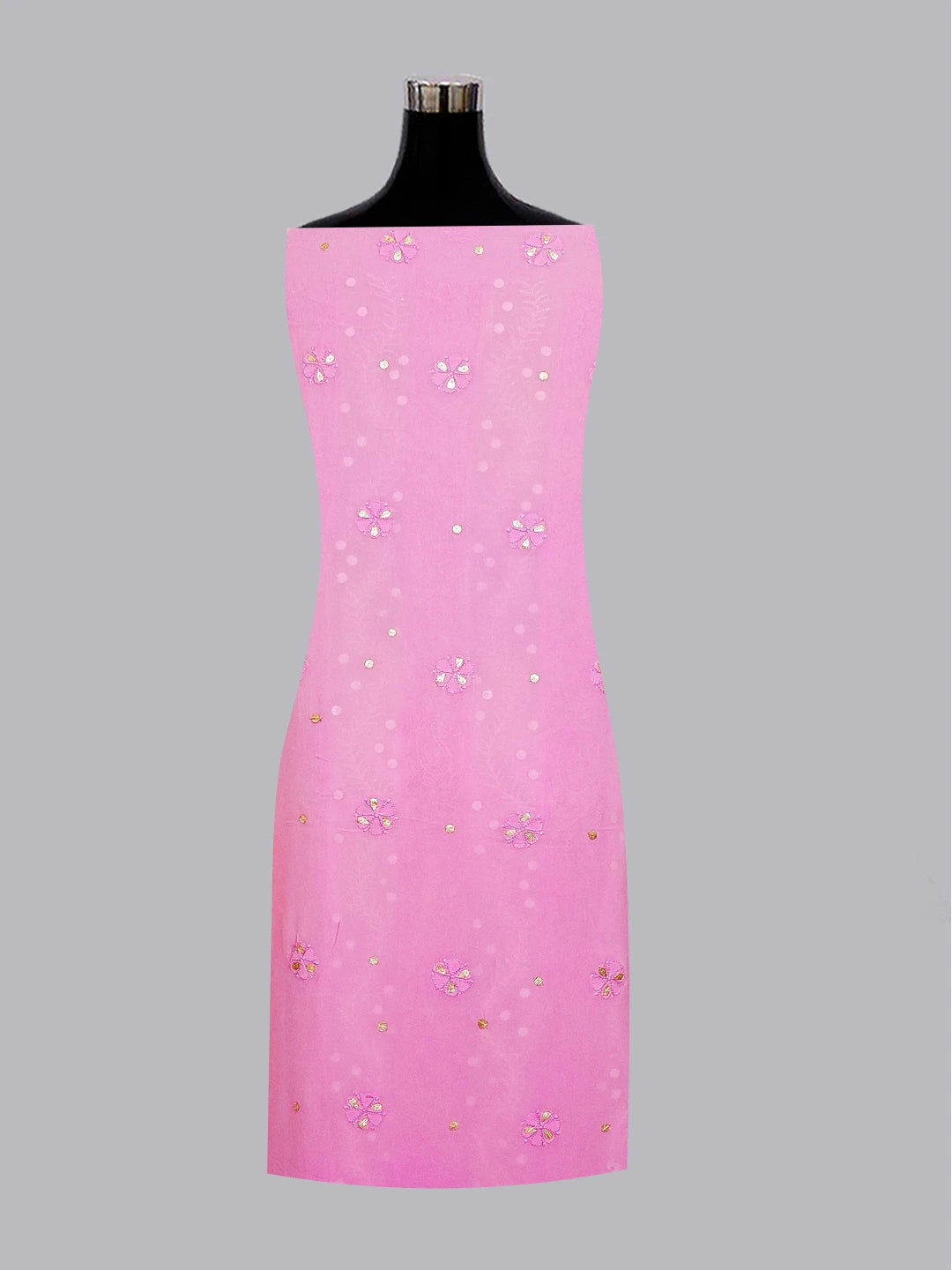 Ada Hand Embroidered Mauve Viscose Georgette Lucknowi Chikankari Unstitched Kurta Dupatta Set With Pearl Work 01A527043