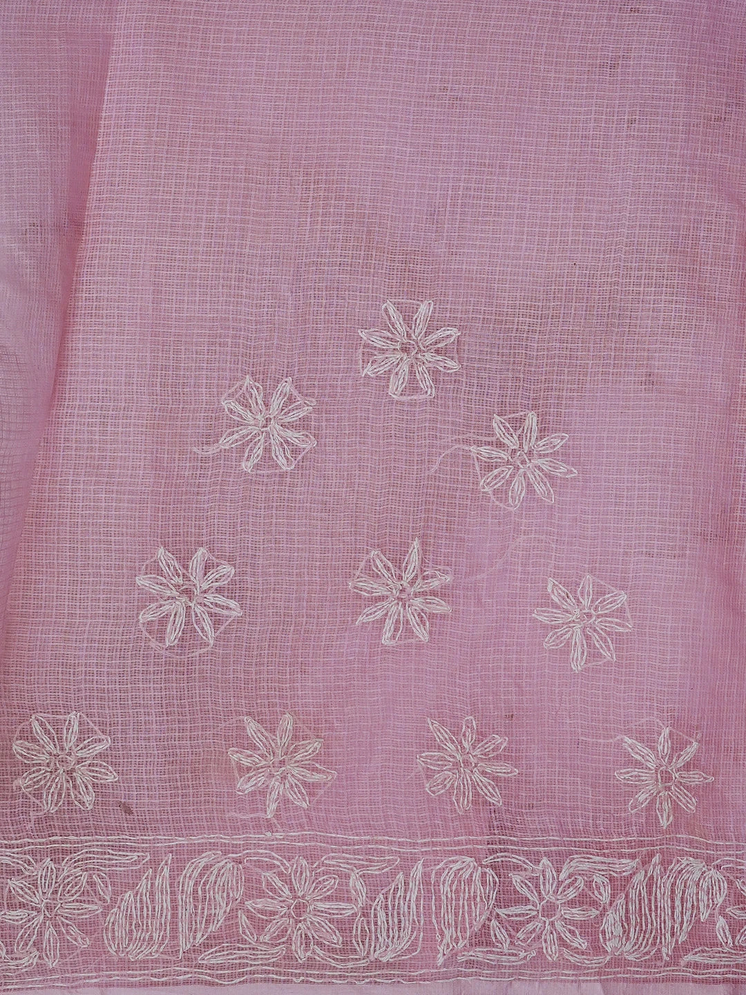 Ada Hand Embroidered Pink Kota Lucknowi Chikankari Saree and Blouse 01A525455