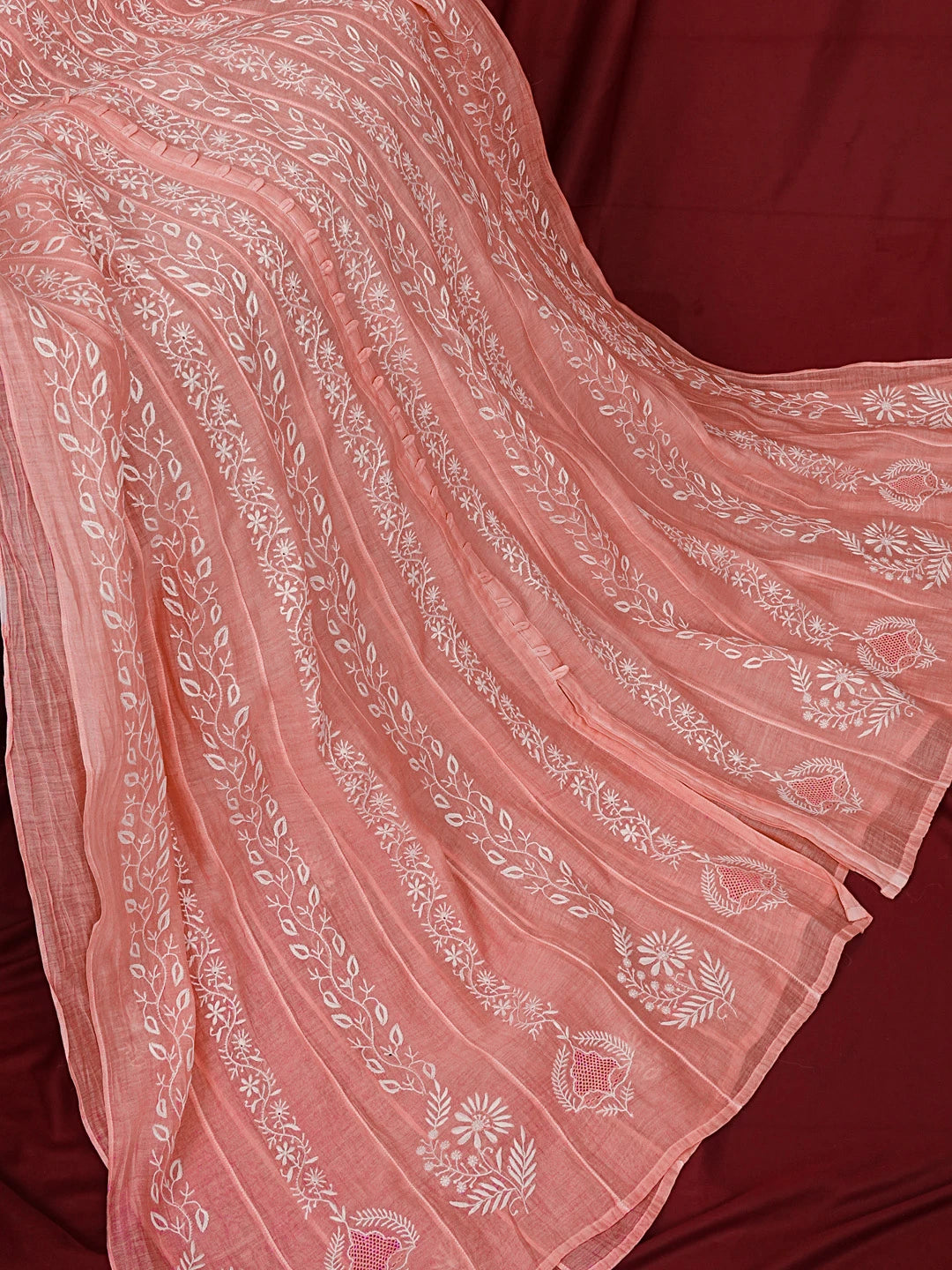 Ada Hand Embroidered Pink Chanderi Semi-Stitched Anarkali Kurta Dupatta Set 01A545410