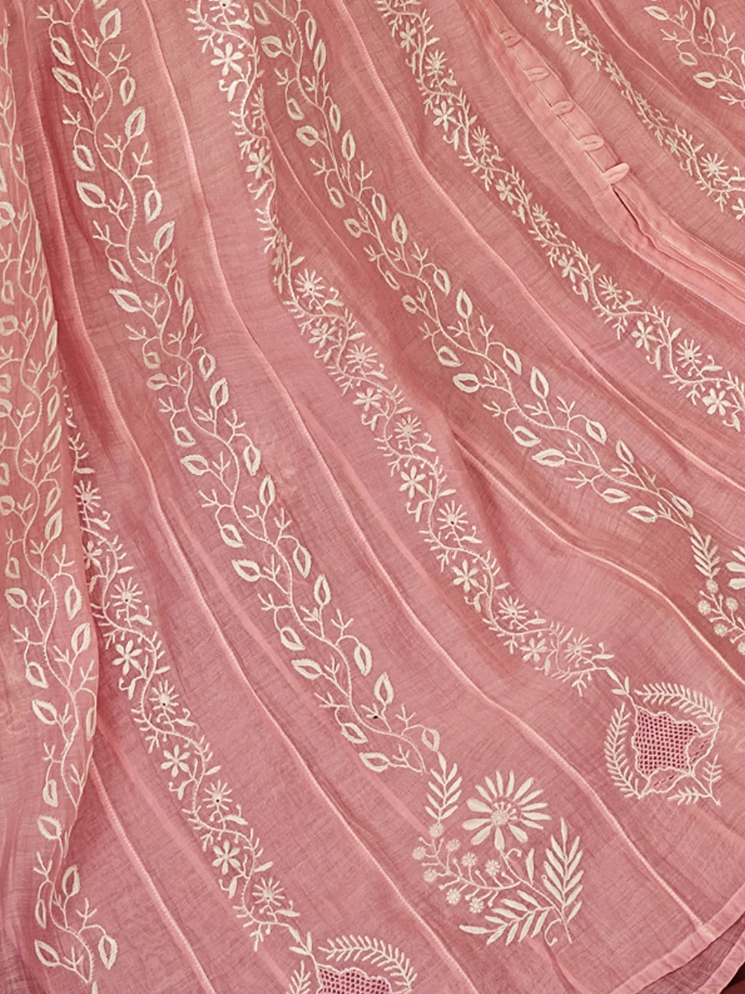 Ada Hand Embroidered Pink Chanderi Semi-Stitched Anarkali Kurta Dupatta Set 01A545410
