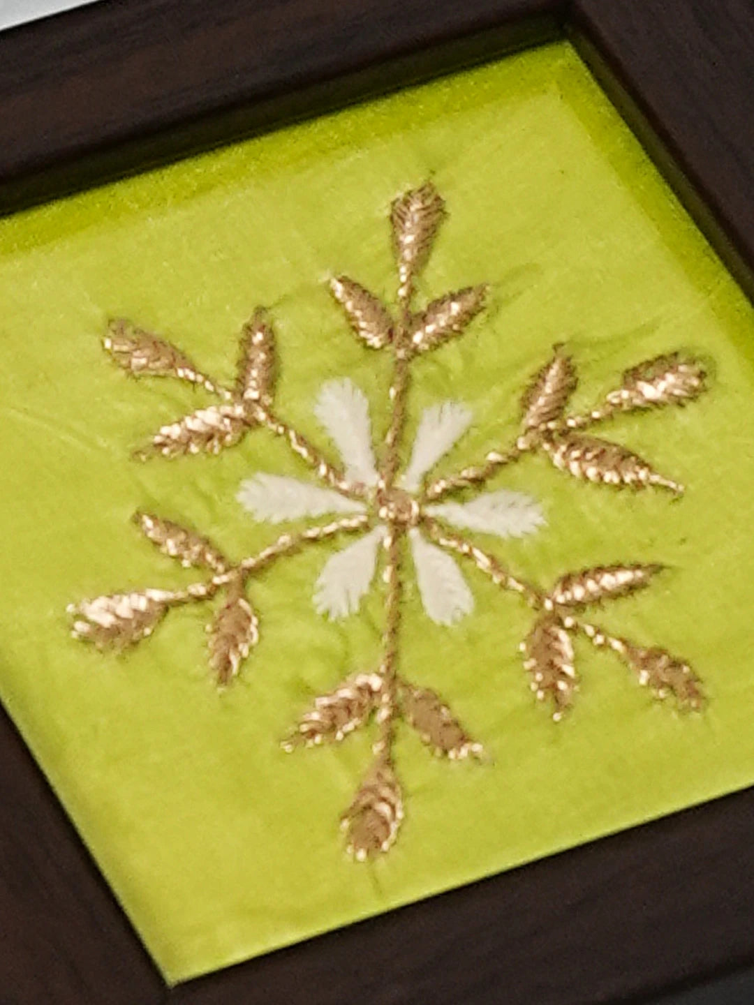 Ada Hand Embroidered Parrot Green Silk Lucknowi Chikankari Coaster With Zari Work 01A534520