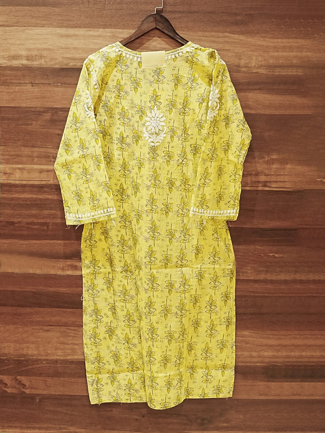 Ada Hand Embroidered Yellow Cotton Lucknowi Chikankari Straight Kurta A411578