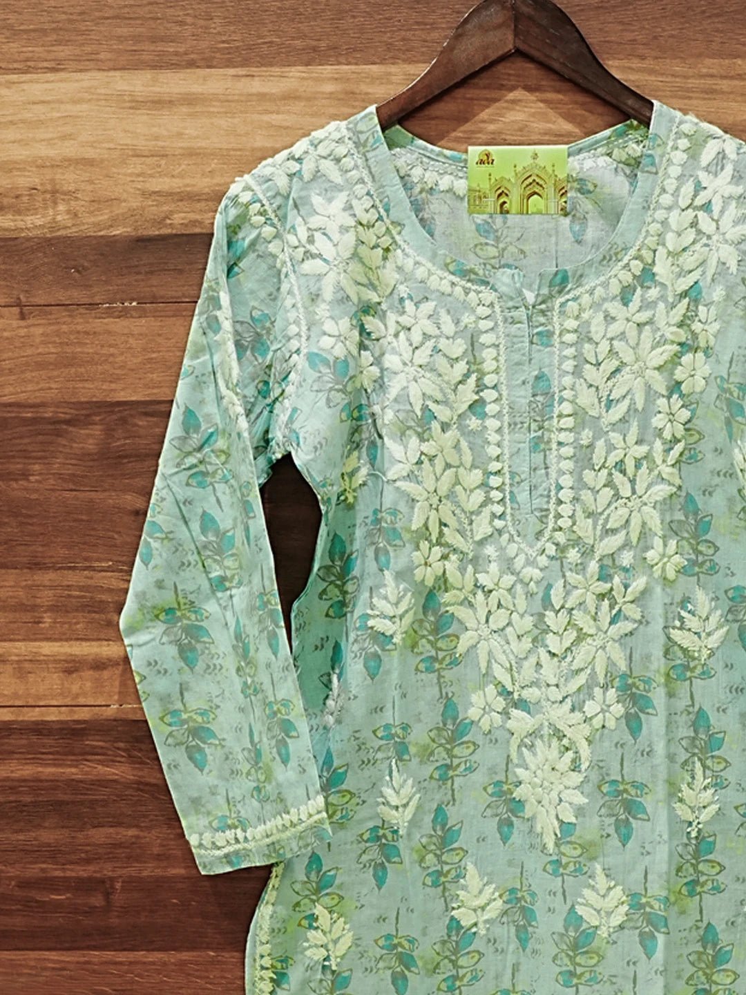 Ada Hand Embroidered Blue Cotton Lucknowi Chikankari Straight Kurta A411576
