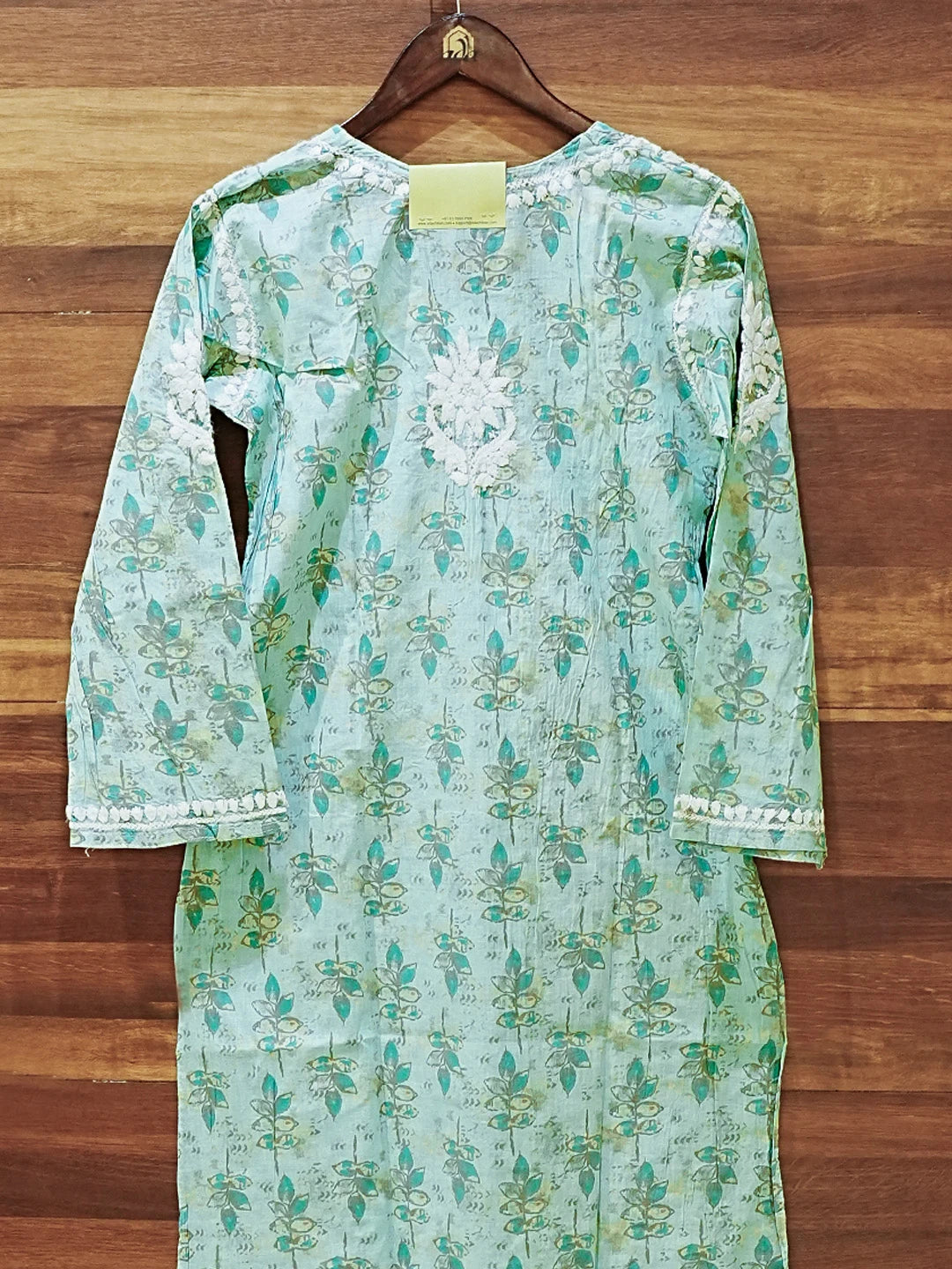 Ada Hand Embroidered Blue Cotton Lucknowi Chikankari Straight Kurta A411576