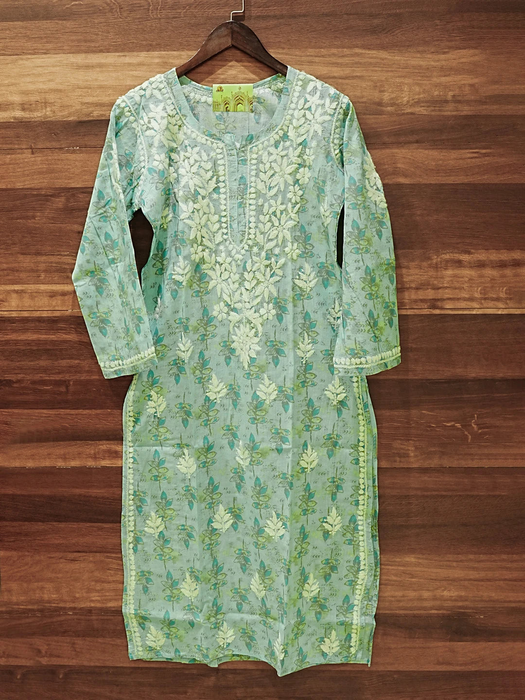 Ada Hand Embroidered Blue Cotton Lucknowi Chikankari Straight Kurta A411576