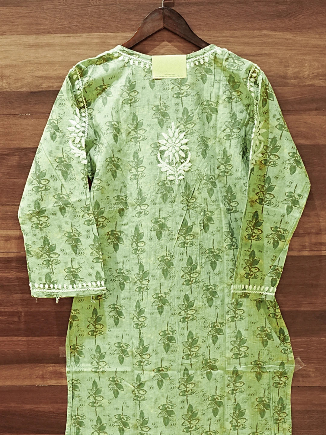 Ada Hand Embroidered Green Cotton Lucknowi Chikankari Straight Kurta A411580