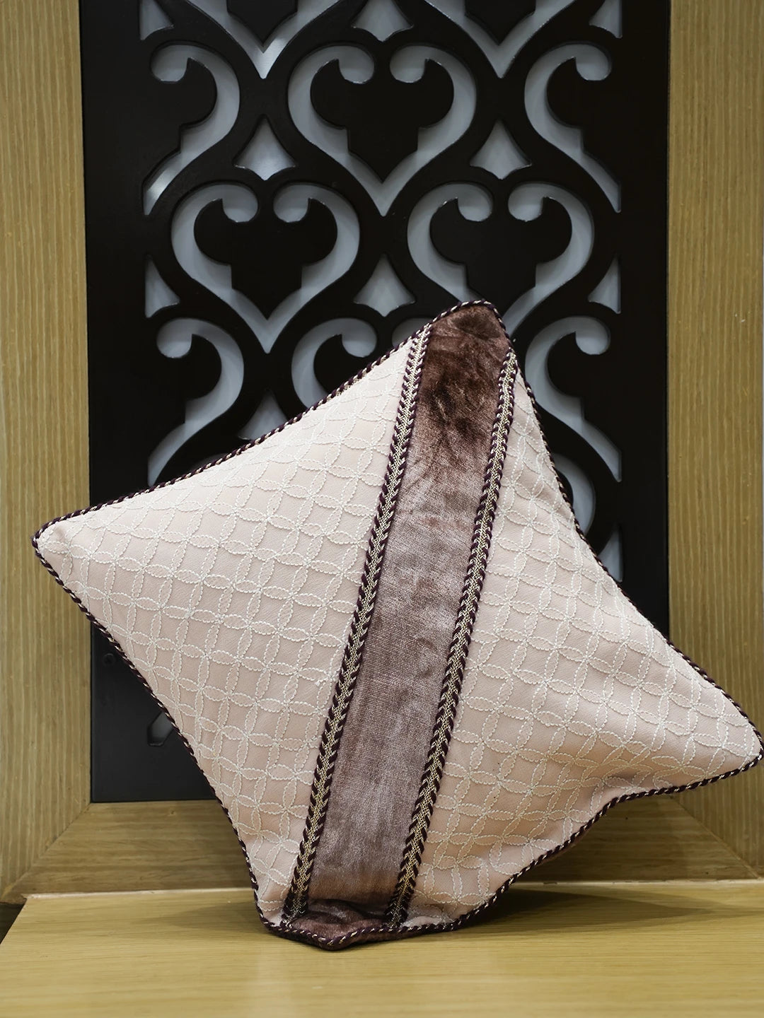 Ada Hand Embroidered Peach Pure Georgette Lucknowi Chikankari Cushion Cover 01A333827