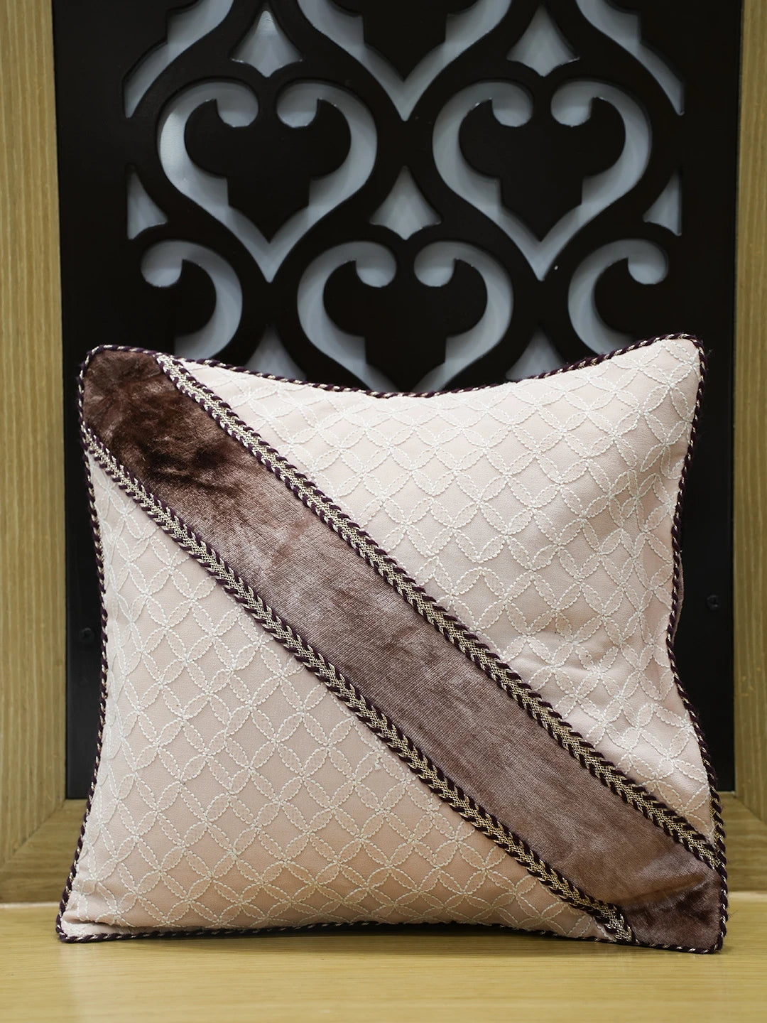 Ada Hand Embroidered Peach Pure Georgette Lucknowi Chikankari Cushion Cover 01A333827