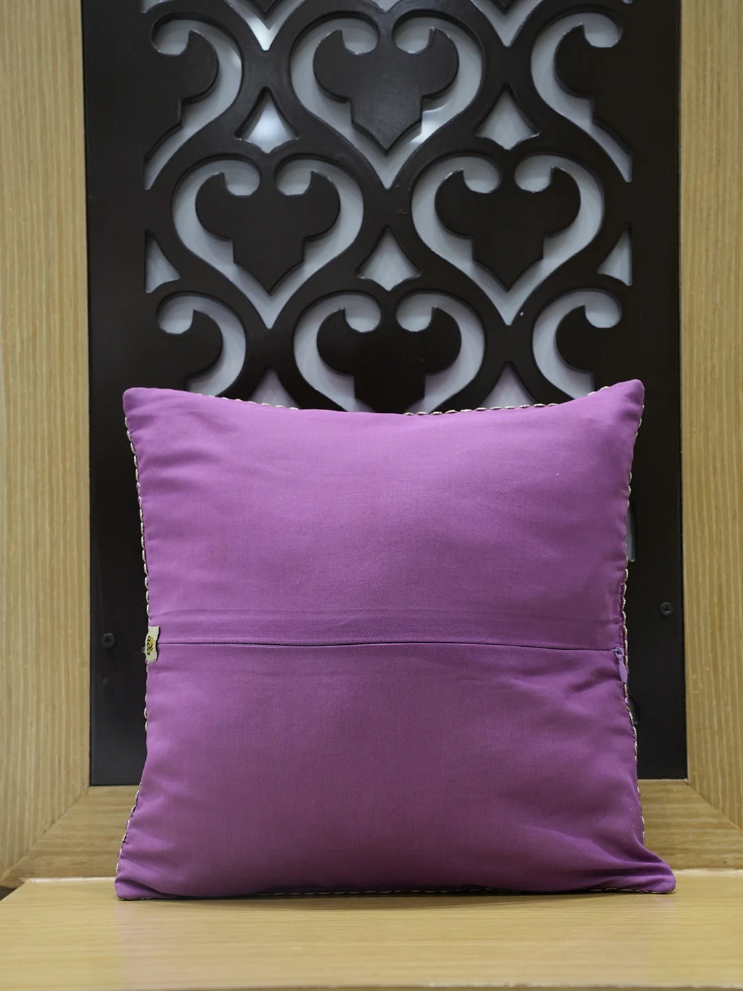 Ada Hand Embroidered Magenta Silk Lucknowi Chikankari Cushion Cover 01A459353