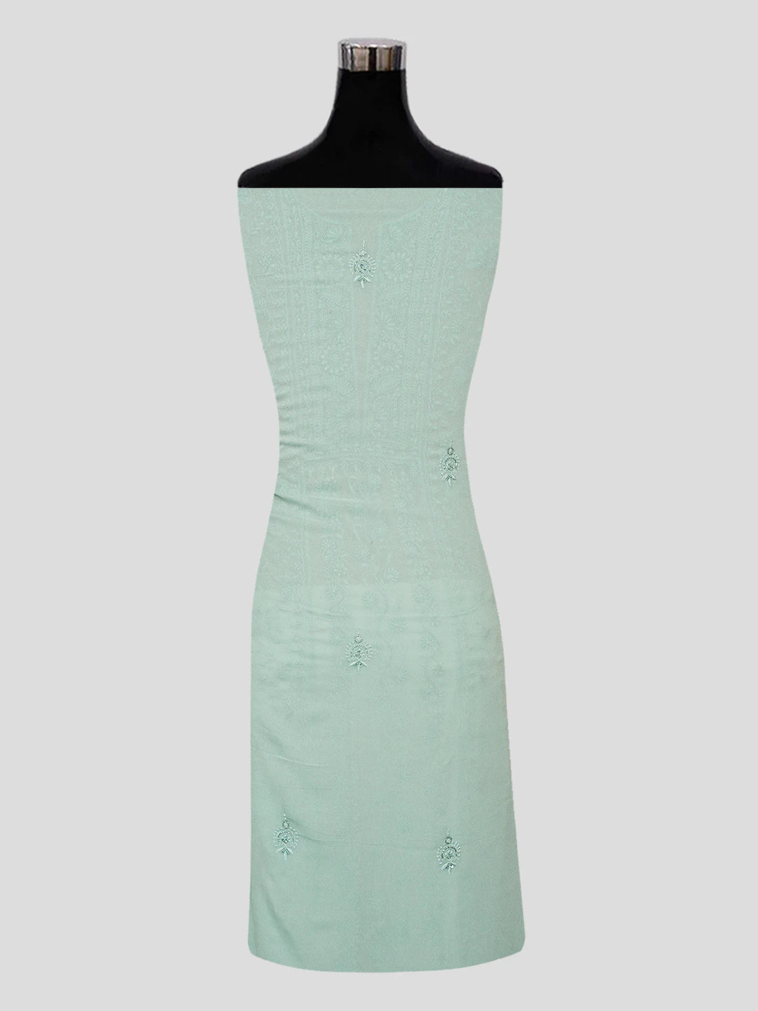 Ada Hand Embroidered Teal Green Viscose Georgette Lucknowi Chikankari Unstitched Kurta Dupatta Set With Sequinned Work 01A535033