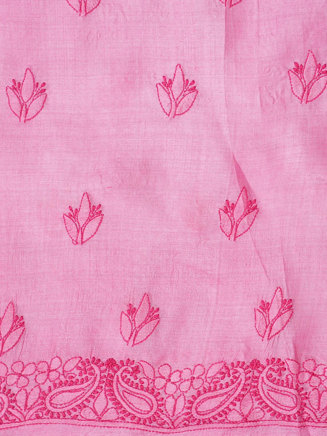 Ada Hand Embroidered Onion Pink Silk Lucknowi Chikankari Unstitched Suit Piece 01A546598