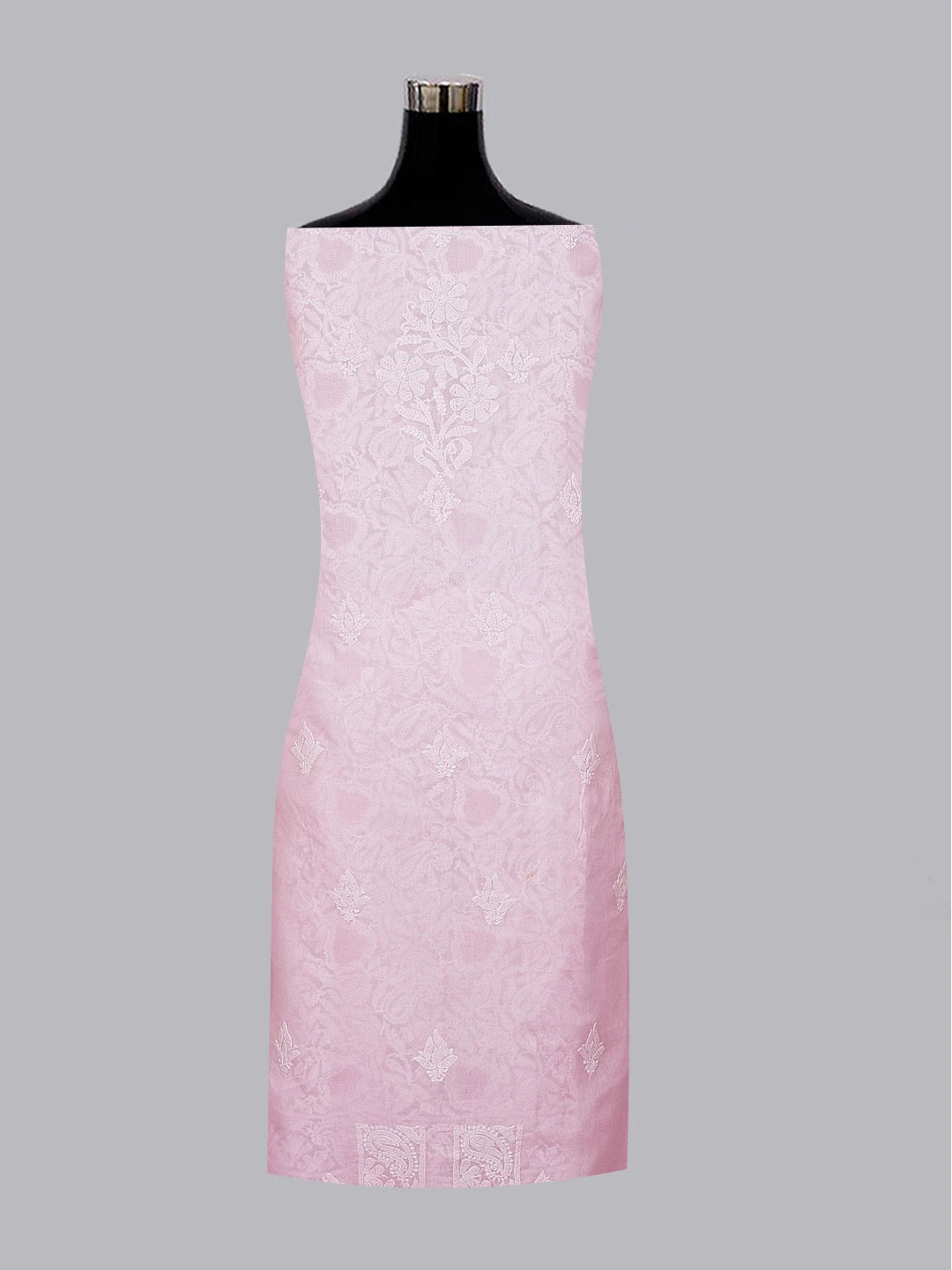 Ada Hand Embroidered Pink Cotton Lucknowi Chikankari Unstitched Suit Piece 01A550841
