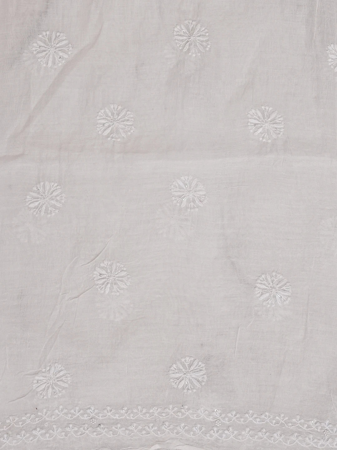 Ada Hand Embroidered Off White Chanderi Lucknowi Chikankari Unstitched Kurta Dupatta Set With Pearl Work 01A552428