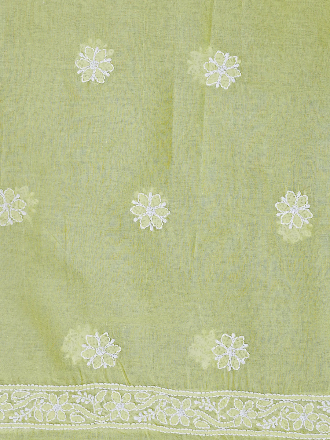 Ada Hand Embroidered Lime Green Cotton Lucknowi Chikankari Unstitched Suit Piece 01A547360