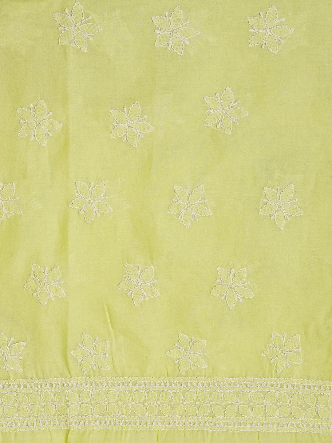 Ada Hand Embroidered Lemon Cotton Lucknowi Chikankari Unstitched Suit Piece 01A550846