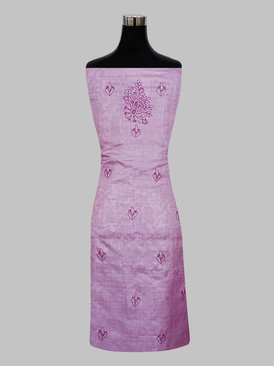 Ada Hand Embroidered Heather Mauve Silk Lucknowi Chikankari Unstitched Suit Piece 01A546607