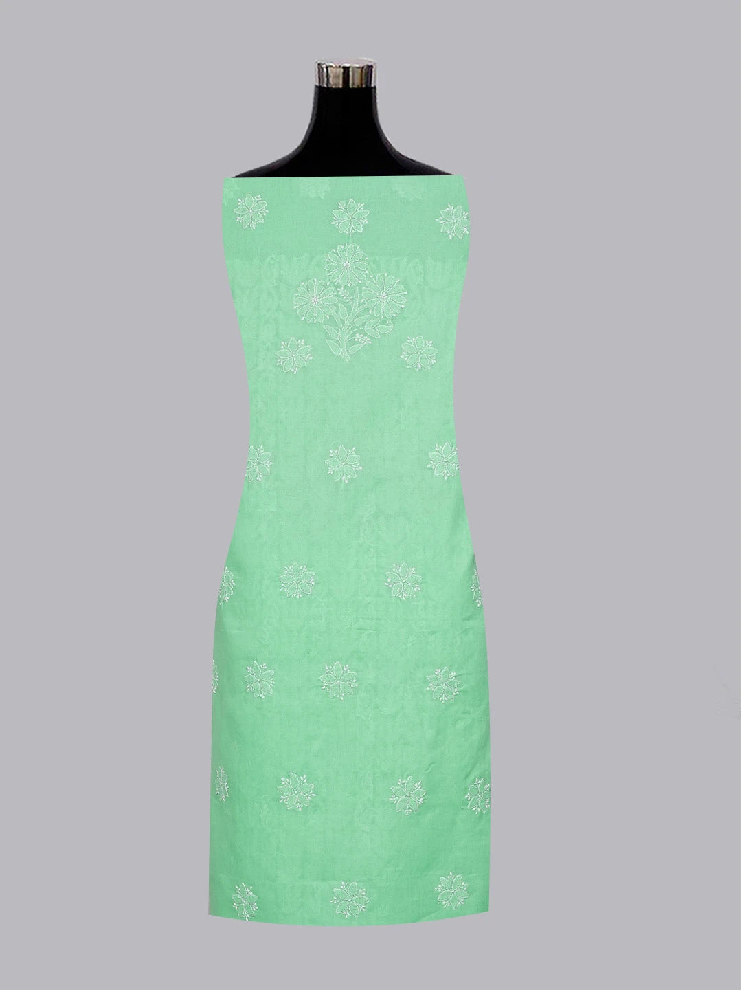 Ada Hand Embroidered Sea Green Cotton Lucknowi Chikankari Unstitched Suit Piece 01A550833