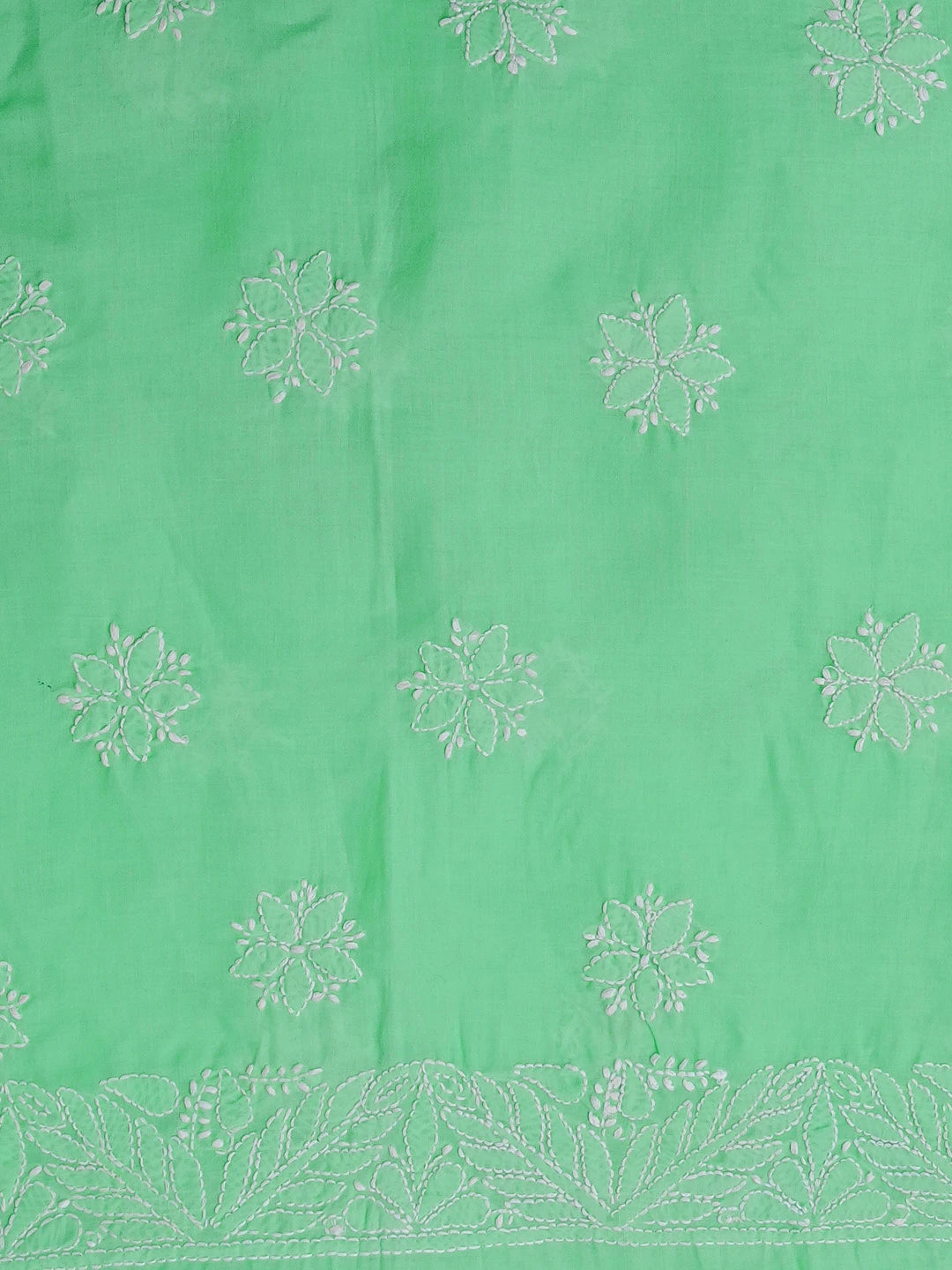Ada Hand Embroidered Sea Green Cotton Lucknowi Chikankari Unstitched Suit Piece 01A550833