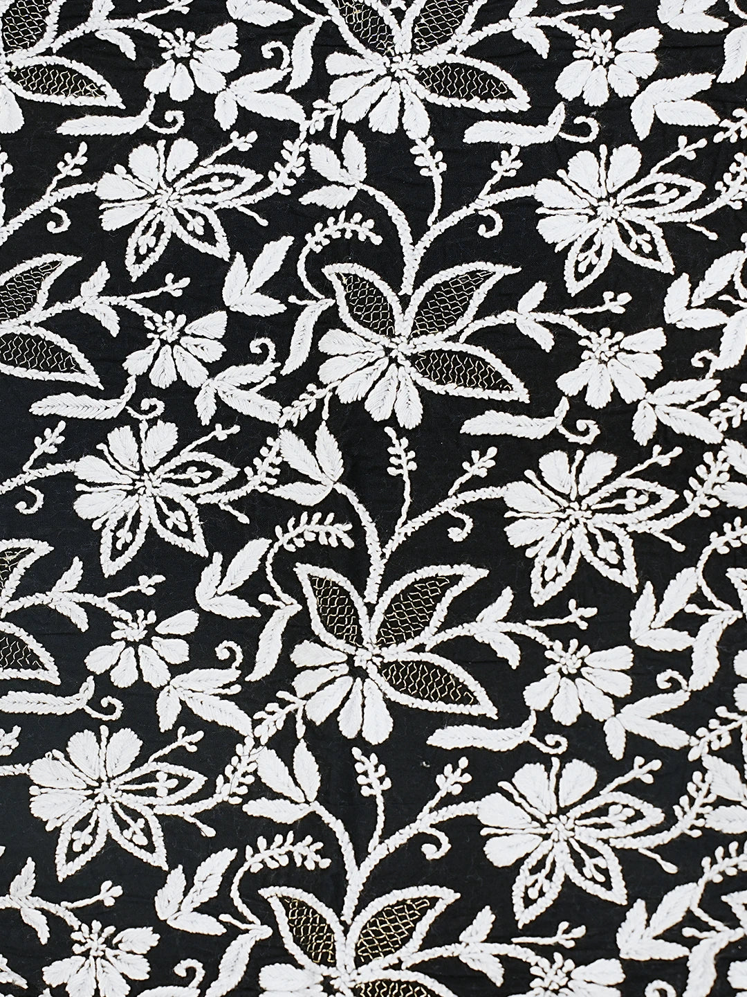 Ada Hand Embroidered Black Cotton Lucknowi Chikankari Cushion Cover With Zari Work 01A503025