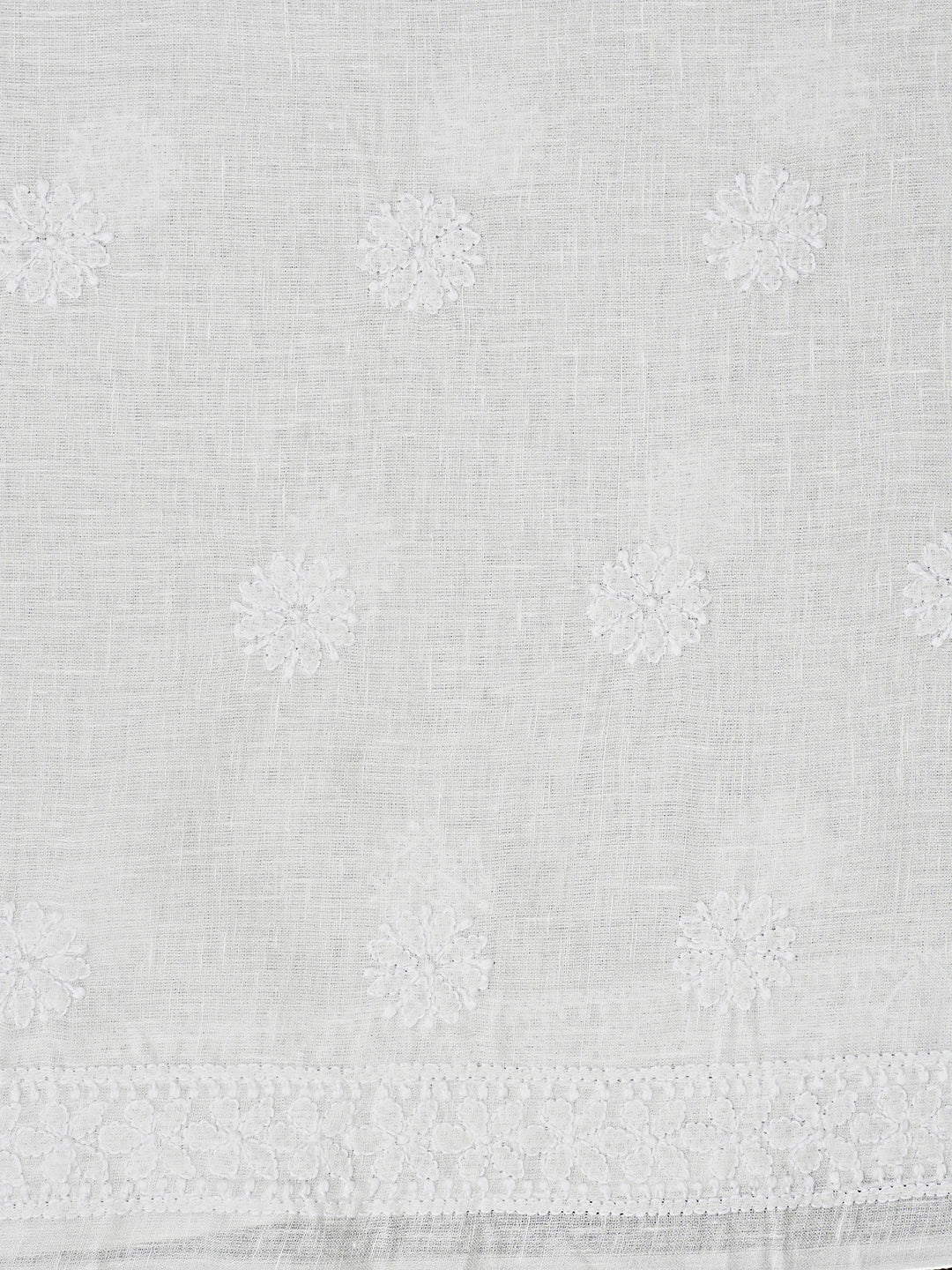 Ada Hand Embroidered White Linen Lucknowi Chikankari Unstitched Suit Piece 01A547368
