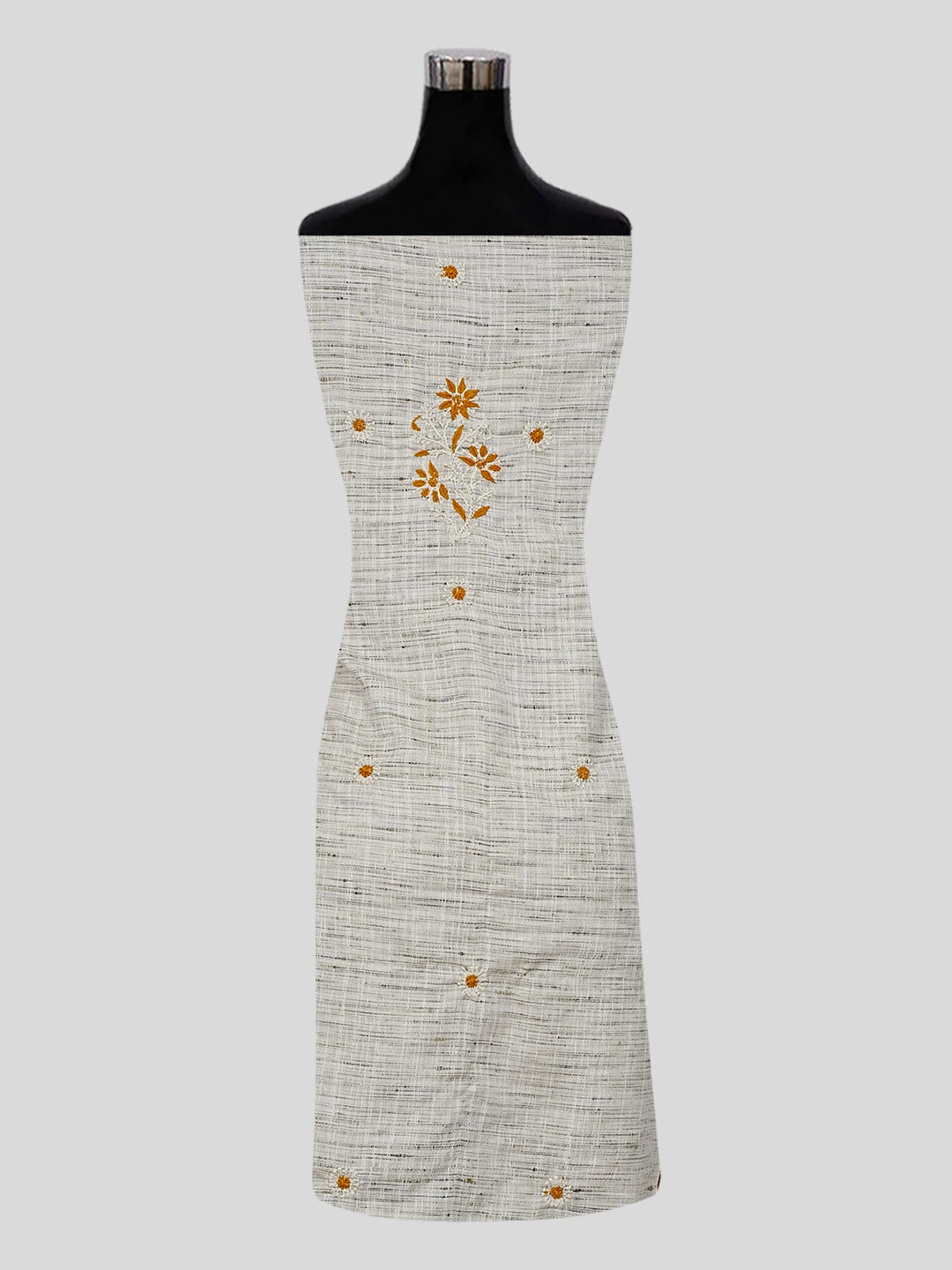 Ada Hand Embroidered Fawn Khadi Lucknowi Chikankari Unstitched Kurta Piece 01A349234